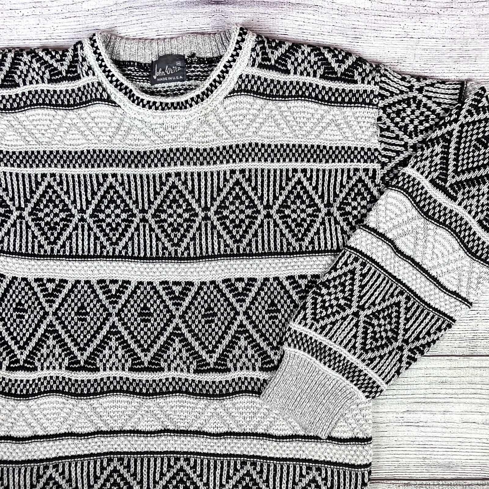 John Weitz × Vintage Vintage 1990s John Weitz Made in USA Striped Sweater Size US M / EU 48-50 / 2 - 1 Thumbnail