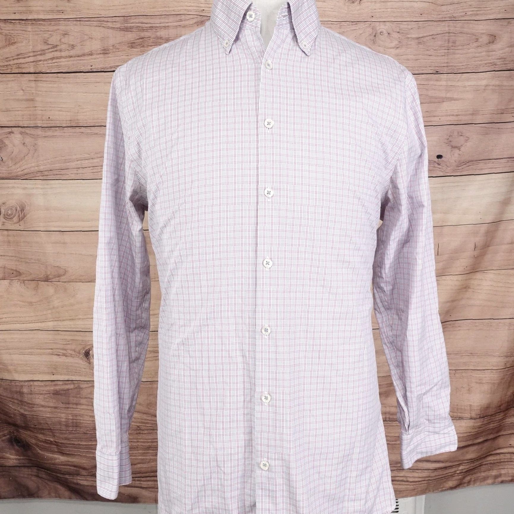 Charles Tyrwhitt Charles Tyrwhitt Shirt Mens 17 35 Red Blue Check Non-Iron Extra Slim Button Down Size US XL / EU 56 / 4 - 3 Thumbnail