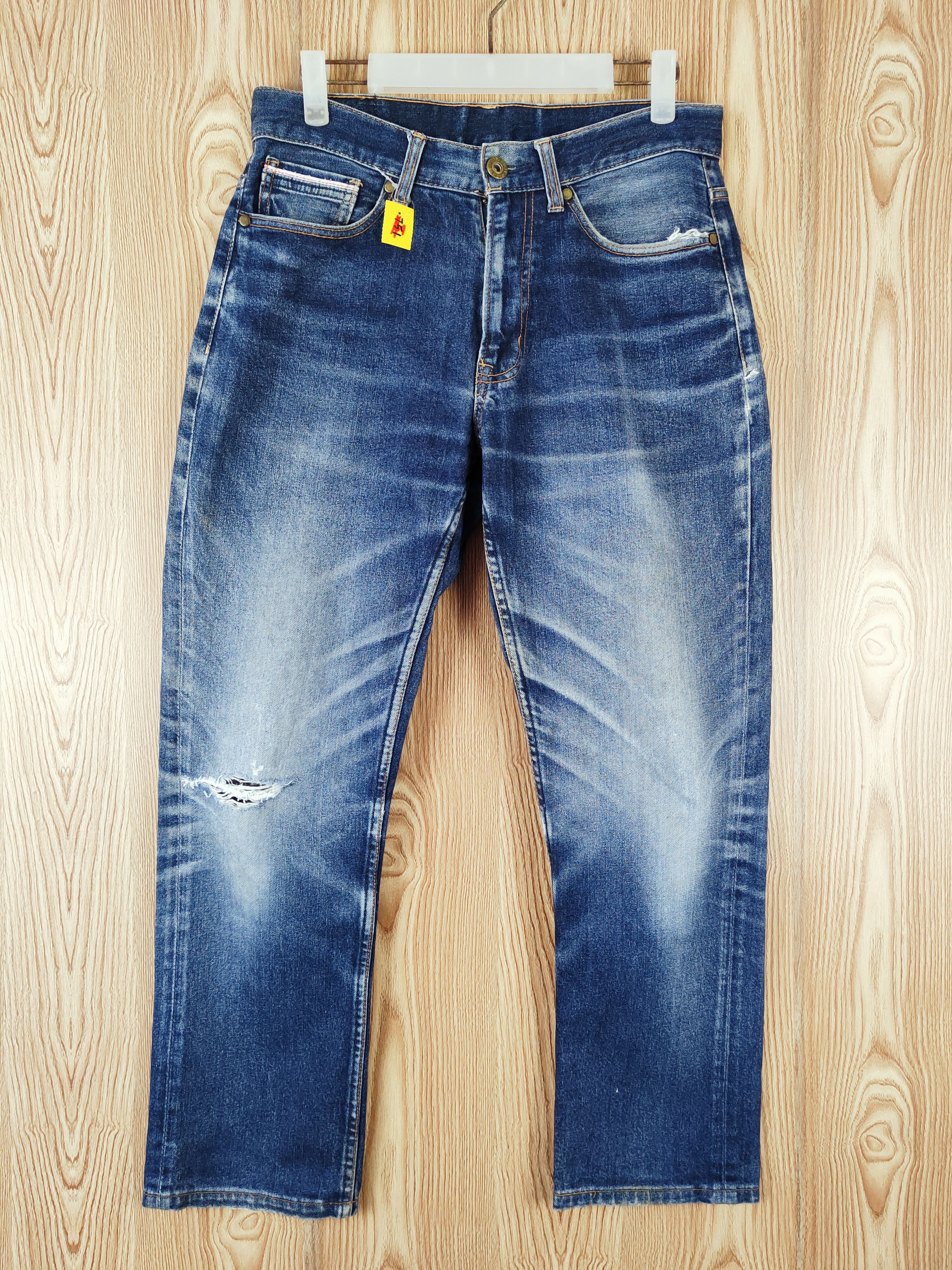 Navy Dark Blue Distressed Ripped Jeans #W608