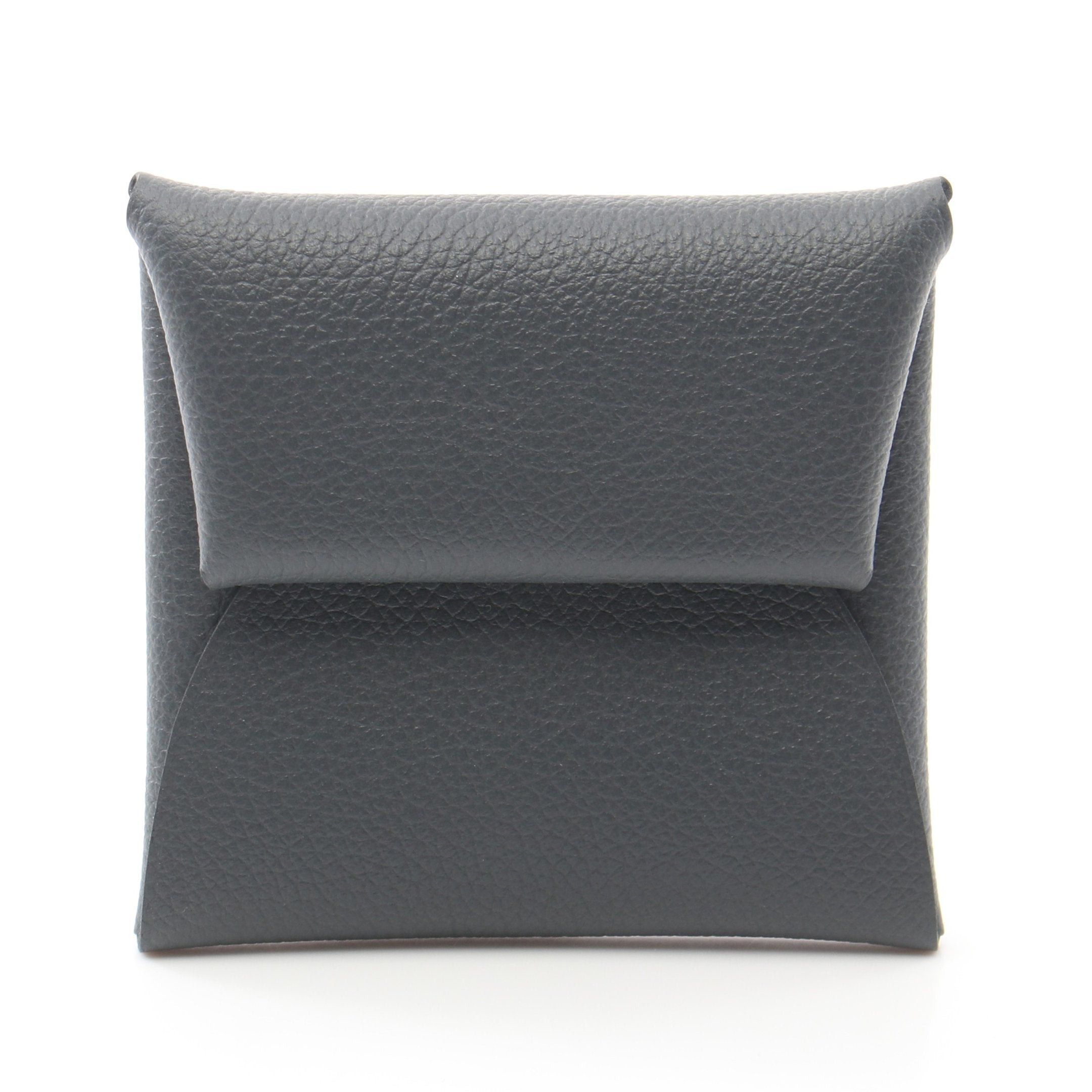 Hermes Bastia Ardoise Coin Purse Evercolor Dark Gray Silver Hardware Double Engraved in Black, Women's