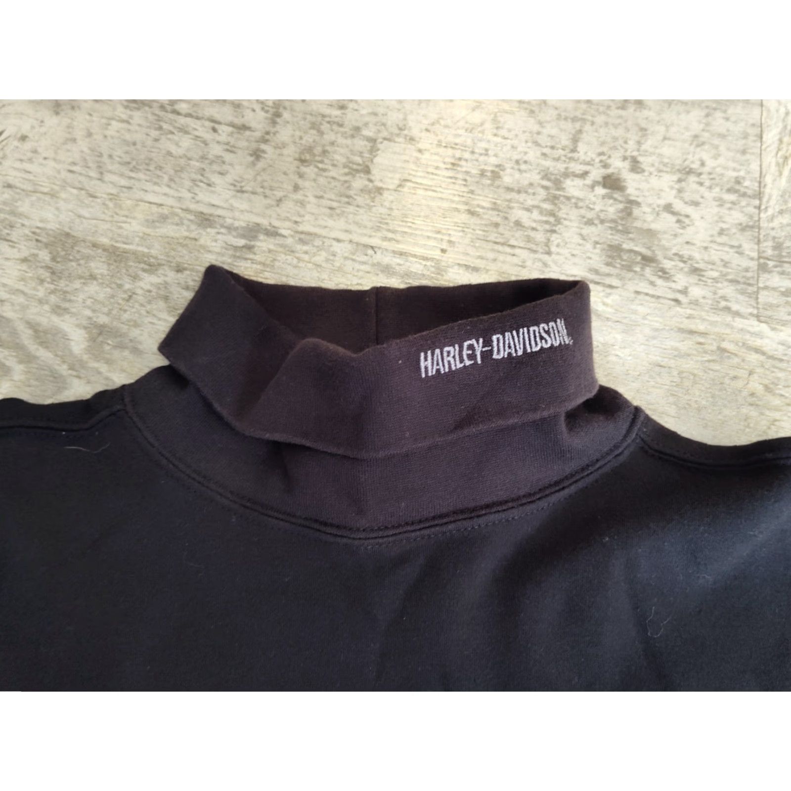 Harley Davidson Vintage 90s Y2K Harley Davidson Women’s Turtleneck Black Shirt Size Medium Biker Size M / US 6-8 / IT 42-44 - 4 Thumbnail
