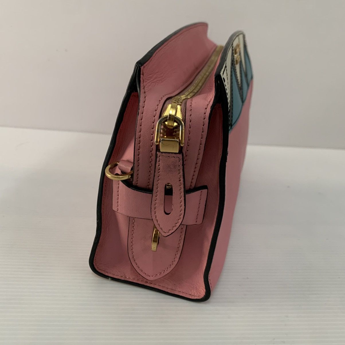 Prada Prada Leather Pink Clutch Bag Size ONE SIZE - 8 Thumbnail