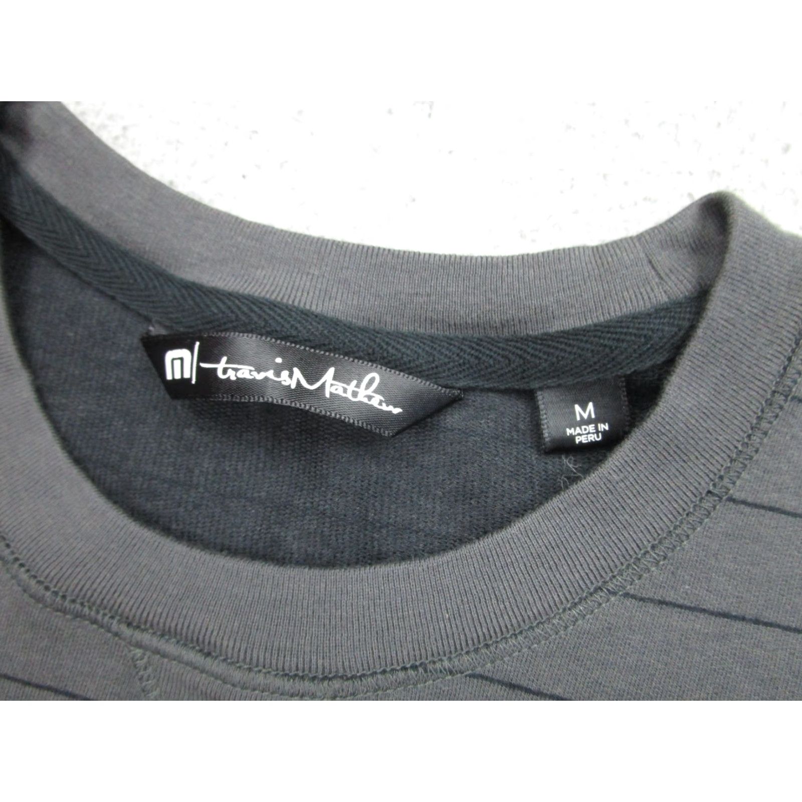 TravisMathew Travis Mathew Sweater Mens Medium Gray Striped Crewneck Pullover Crest Logo Peru Size US M / EU 48-50 / 2 - 4 Thumbnail