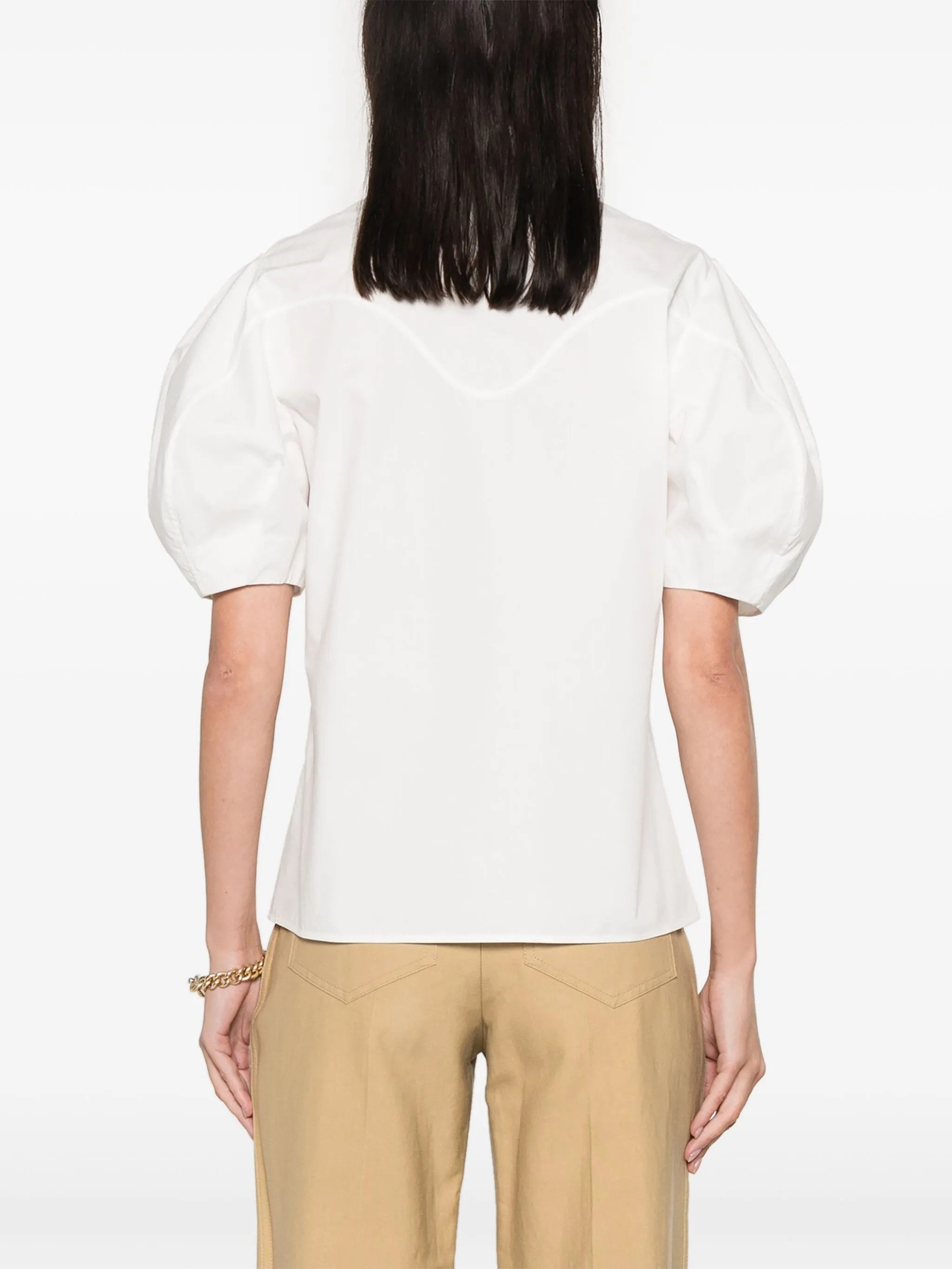 Chloe o1y0825 Short Sleeves Shirt in White Size M / US 6-8 / IT 42-44 - 4 Thumbnail