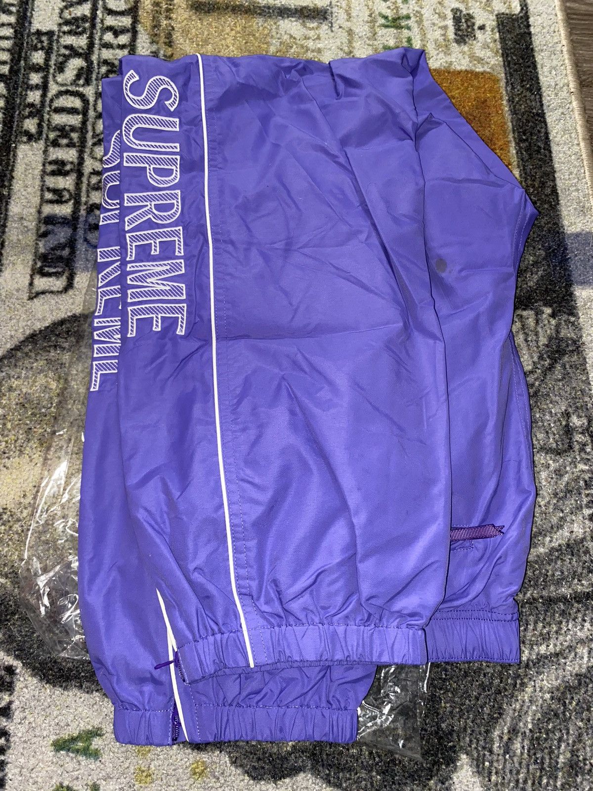Supreme Supreme Striped Logo Warm Up Pants (MEDIUM) | Grailed
