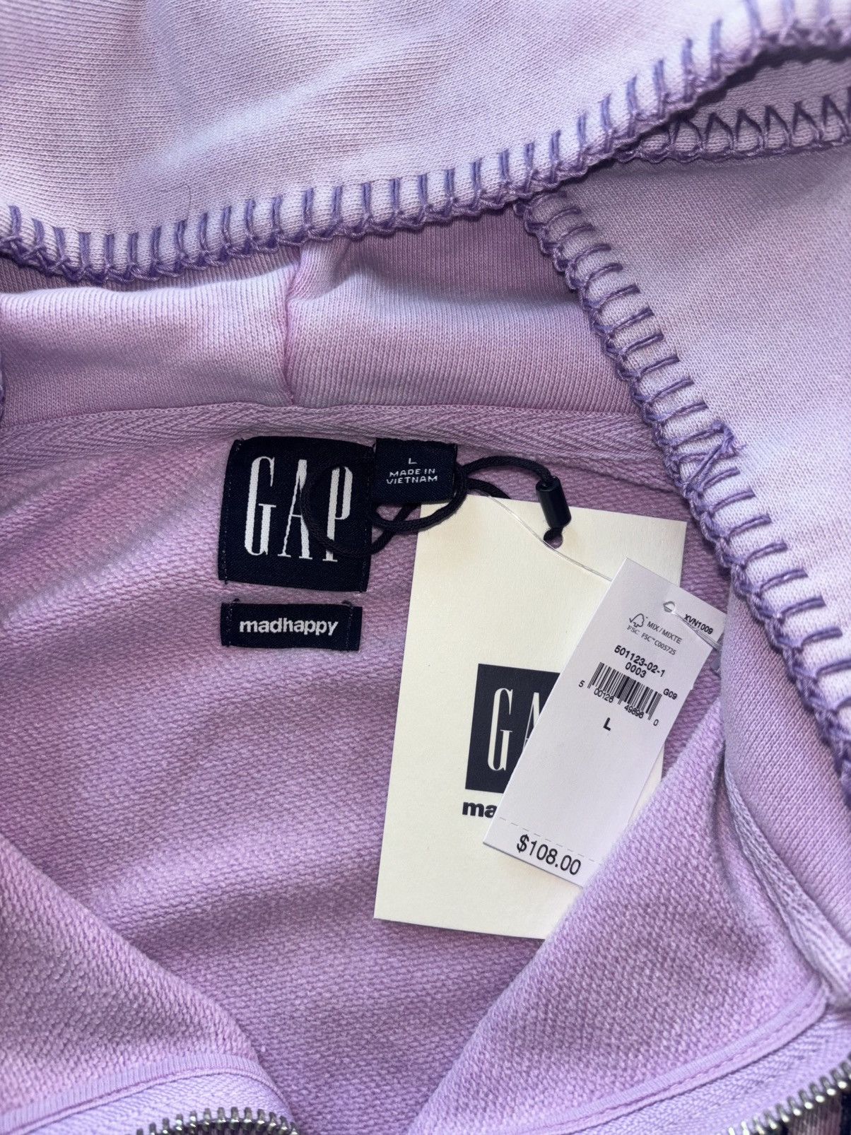 Gap × Madhappy Gap x MadHappy Lavender Full Zip Cropped Mad Logo Hoodie Size L / US 10 / IT 46 - 5 Thumbnail