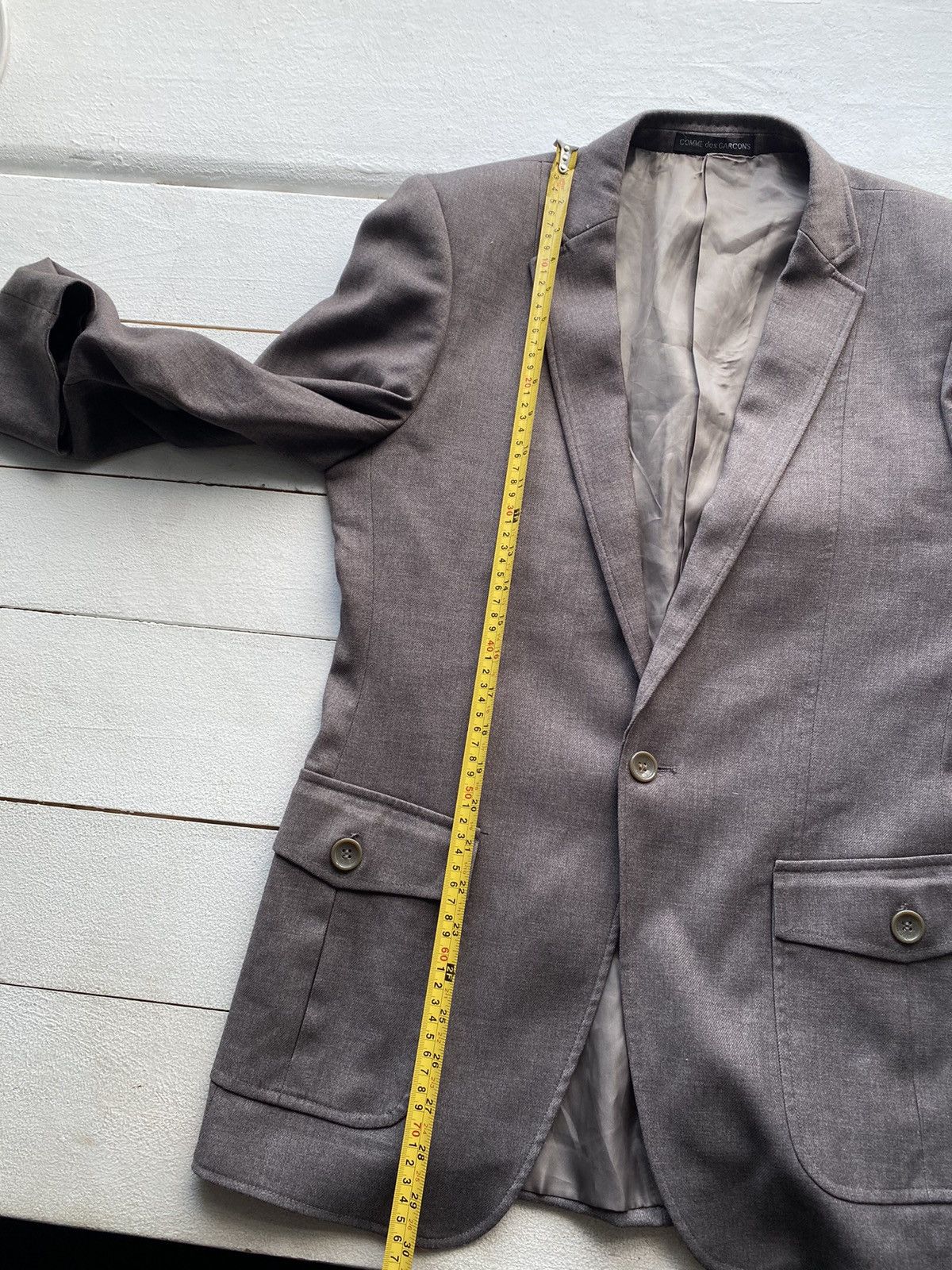 Comme des Garcons × Japanese Brand × Vintage Comme des Garcons Japanese Grey Mens 48 Blazer France Made Size 48R - 19 Thumbnail