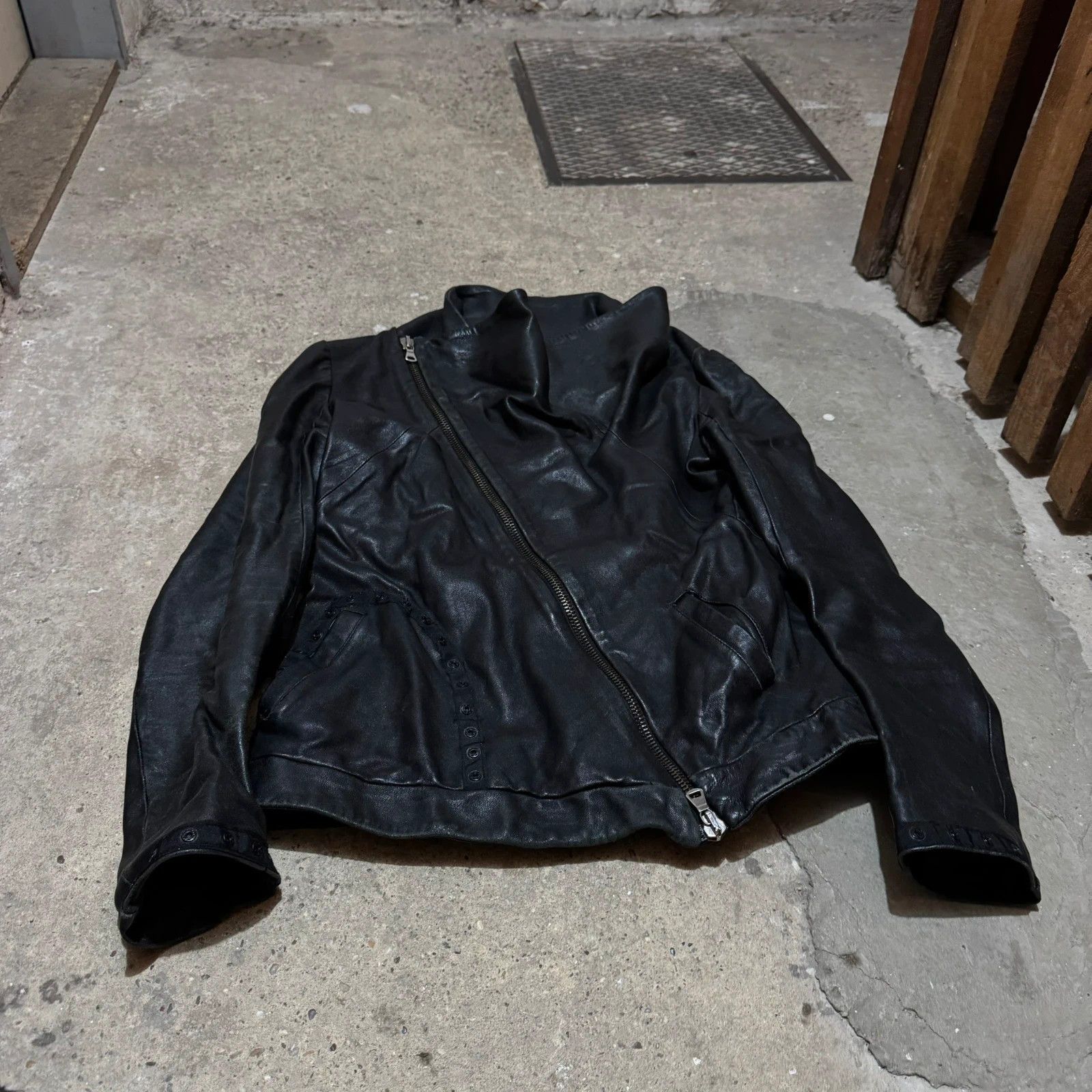 Masnada Masnada asymmetrical zip leather jacket Size S / US 4 / IT 40 - 4 Thumbnail
