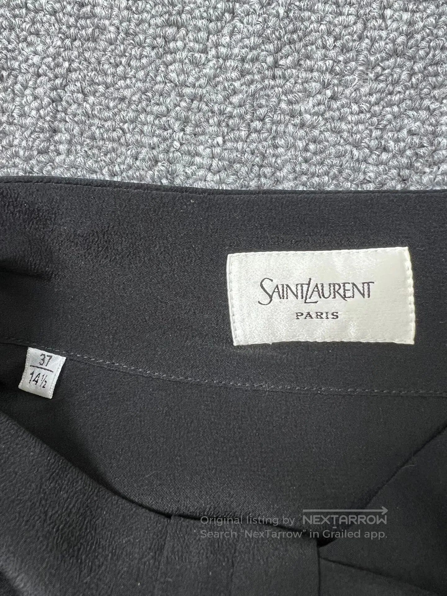 Saint Laurent Black Silk Bow Tie Shirt.