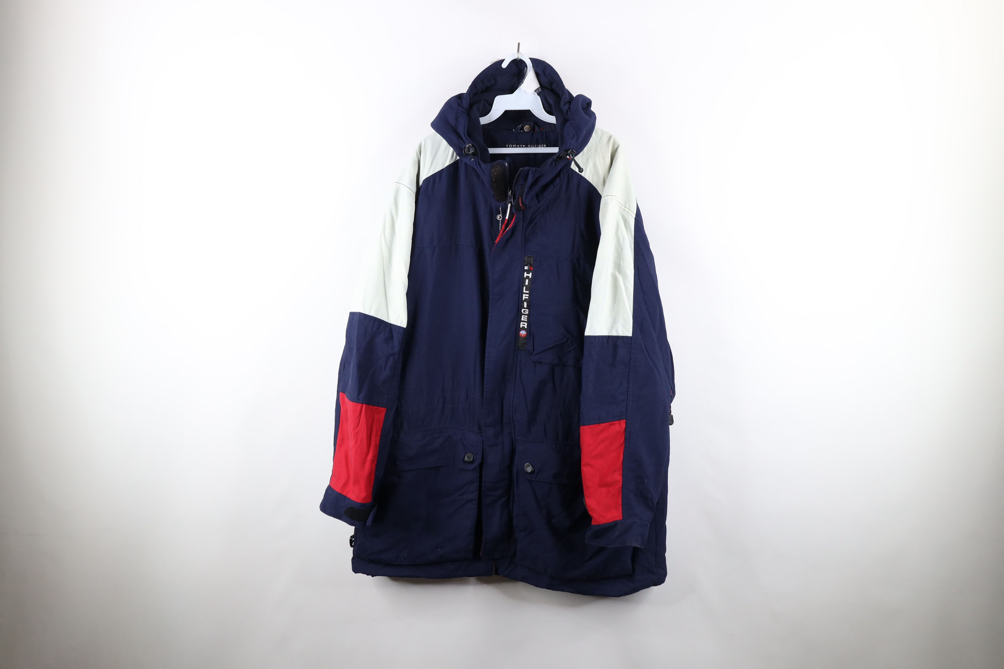 Tommy Hilfiger × Vintage Vintage 90s Tommy Hilfiger Fleece Lined Hooded Jacket Size US XXL / EU 58 / 5 - 1 Thumbnail