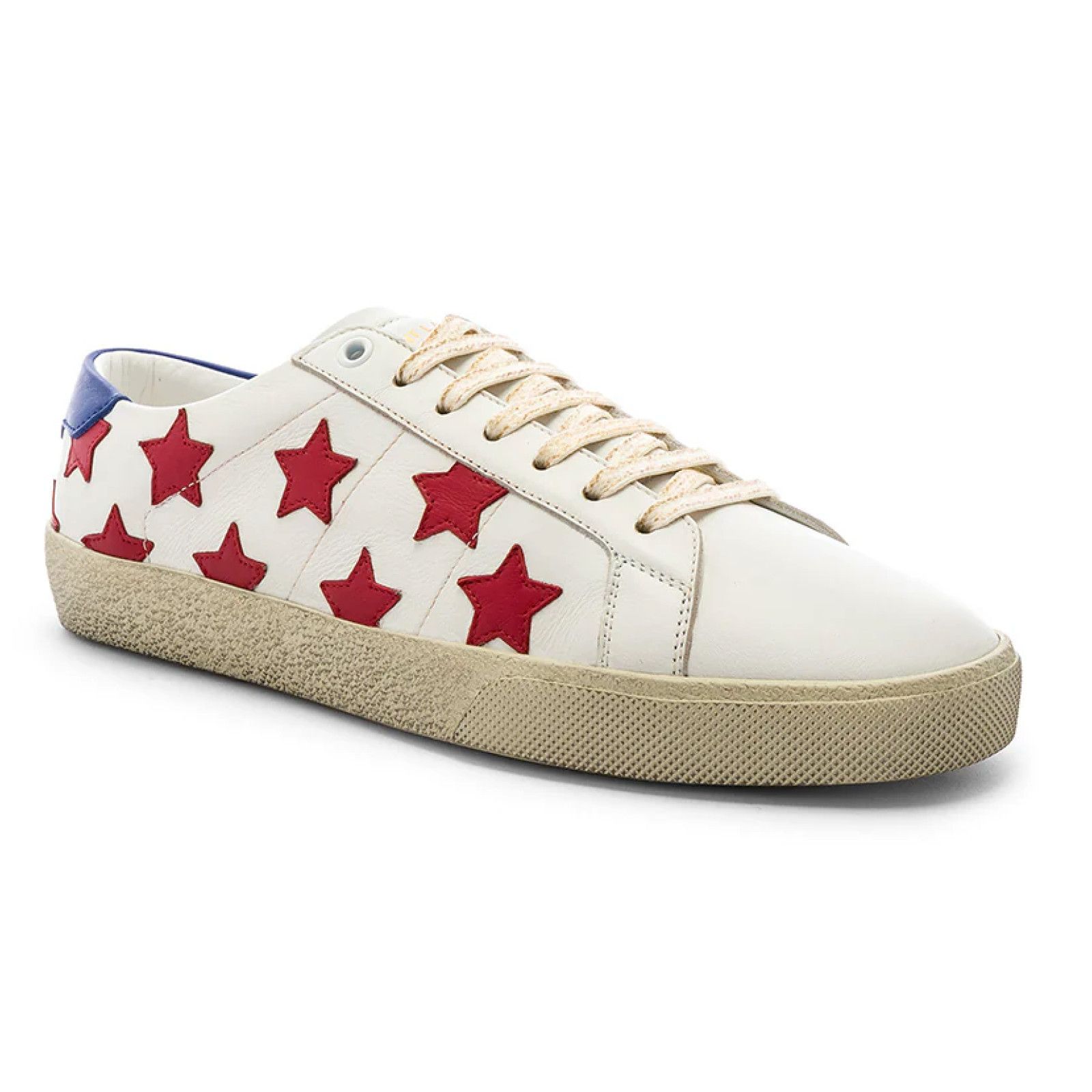 Yves Saint Laurent Court Classic SL Red Star Distressed Flat Low Top Sneaker Size US 6 / IT 36 - 3 Thumbnail