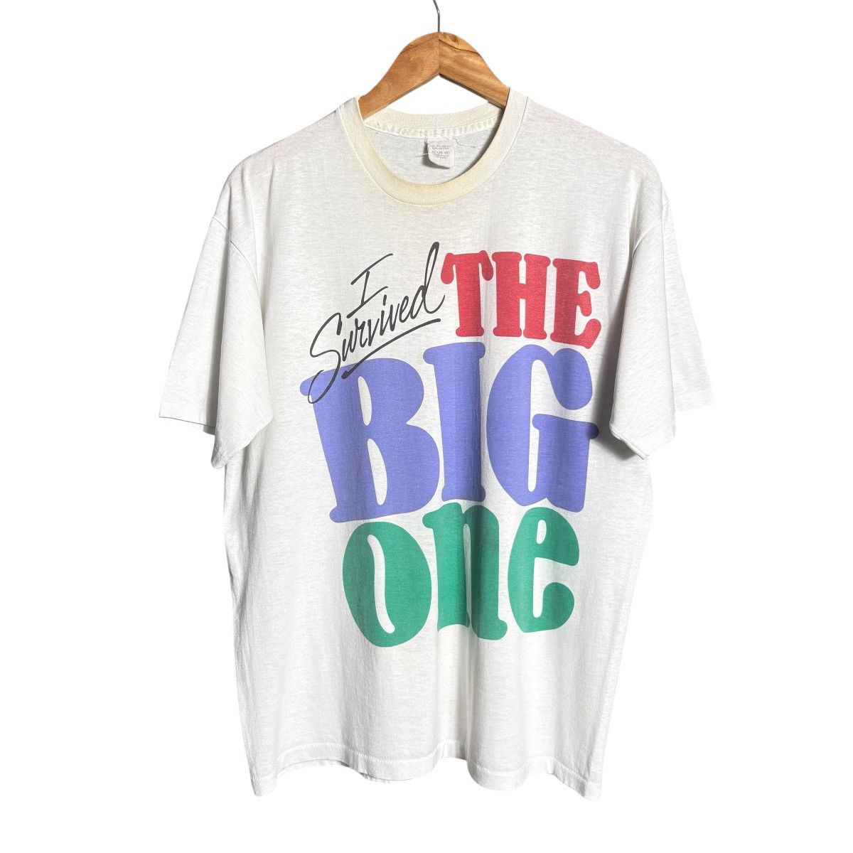 Vintage Vintage 80s I Survived The Big One San Francisco Graphic Tee Size US XL / EU 56 / 4 - 1 Thumbnail