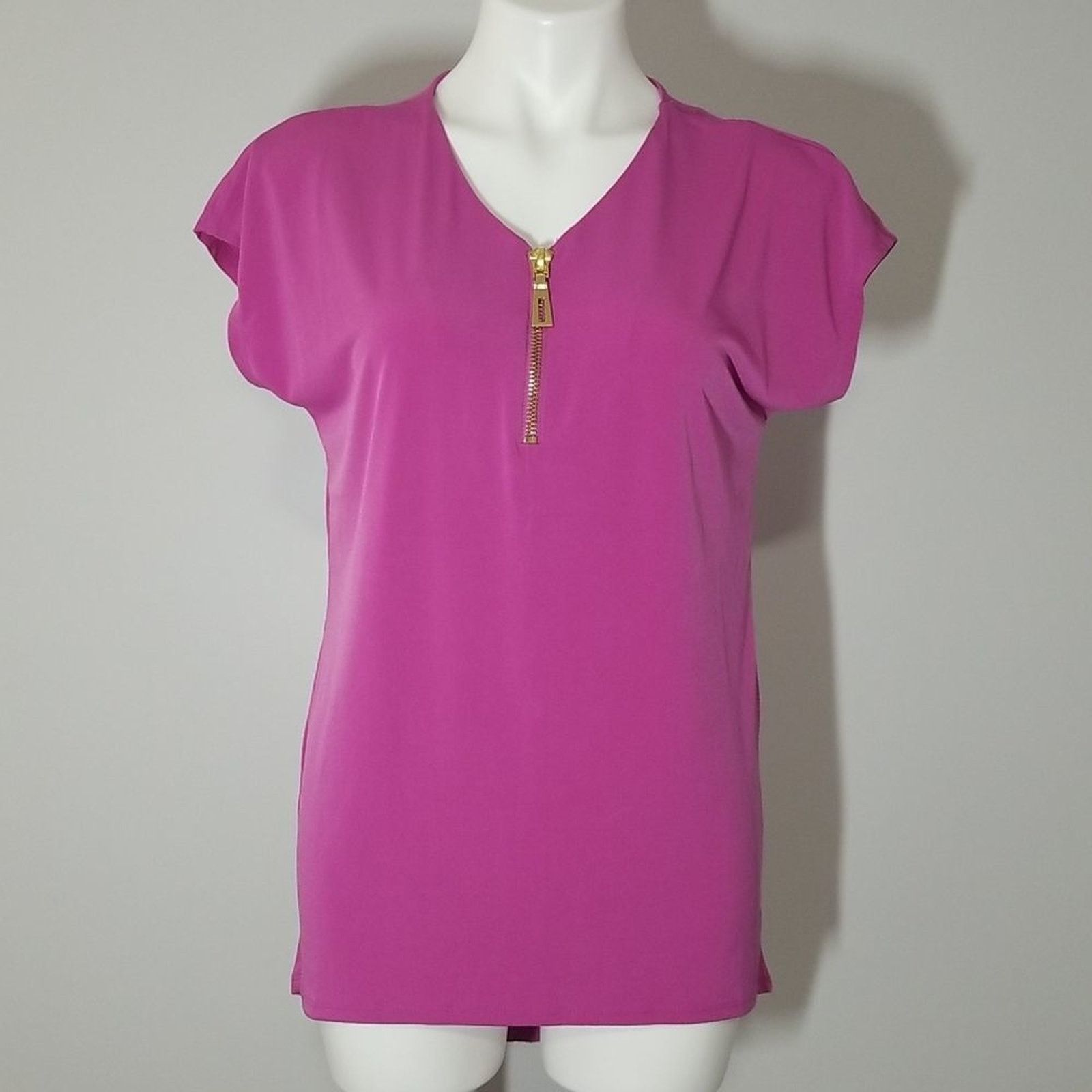 Other Carmen Marc Valvo Pink Top Gold Zipper Size S / US 4 / IT 40 - 1 Thumbnail