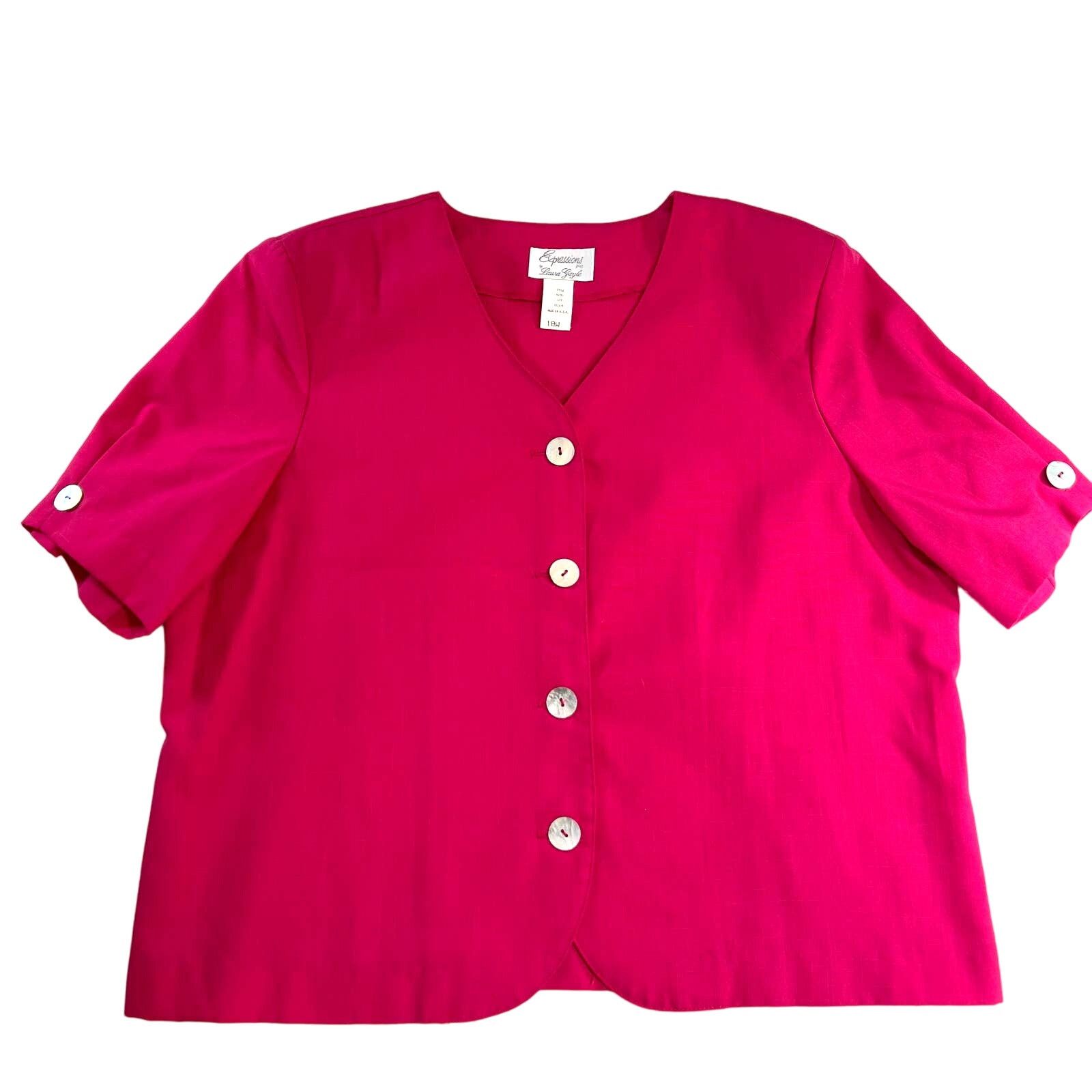 Other Expressions by Laura Gayle Button Shirt Womans 18W V-Neck Size XXL / US 16-18 / IT 52-54 - 1 Thumbnail