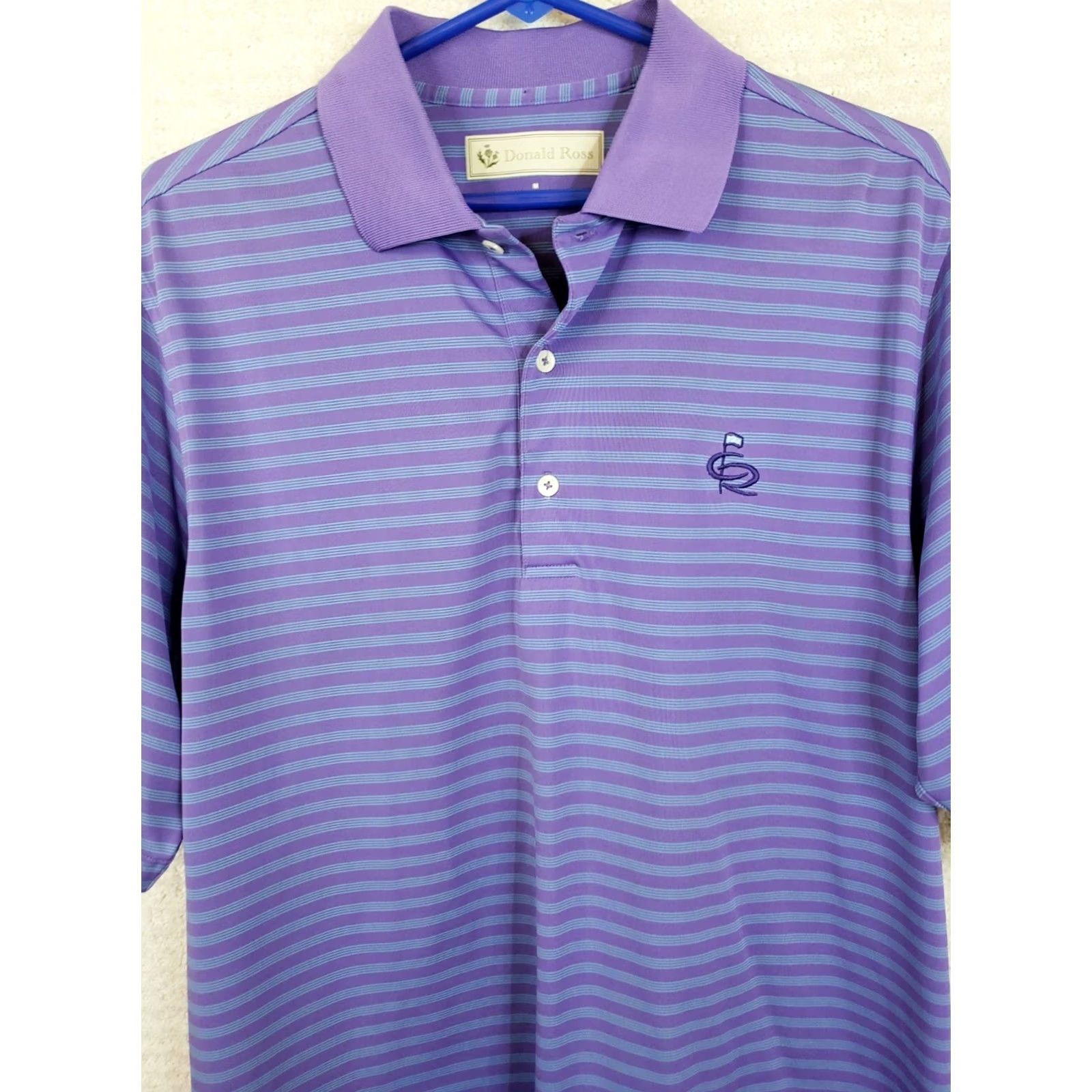 Vintage Donald Ross Polo Shirt Mens M Purple Blue Striped Performance Lightweight Golf Shirt Size US M / EU 48-50 / 2 - 2 Thumbnail