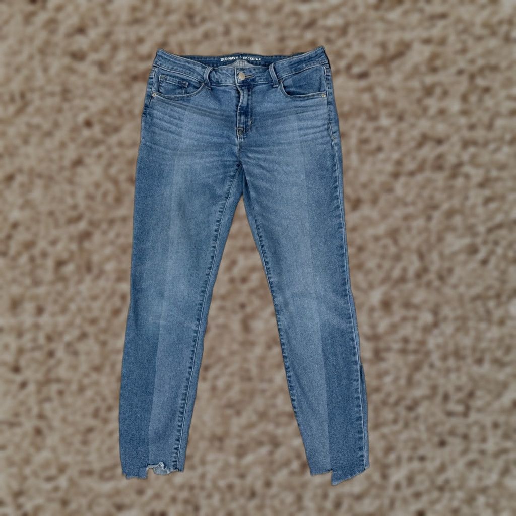 Old Navy Old Navy Jeans Womens 8 Blue Denim Rockstar Mid Rise Raw Hem Cotton Blend 29x25 Size 30" / US 8 / IT 44 - 1 Thumbnail