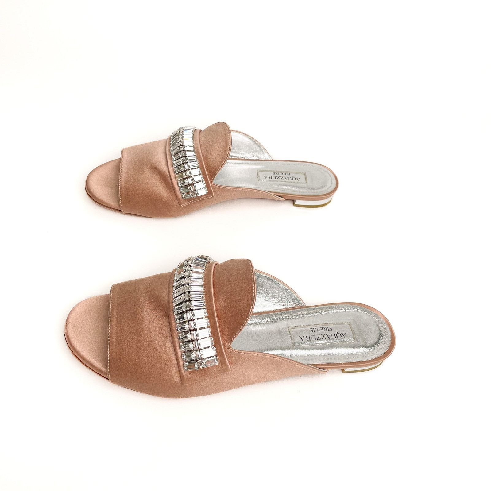 Aquazzura Pink Satin Slides Size US 6.5 / IT 36.5 - 4 Thumbnail