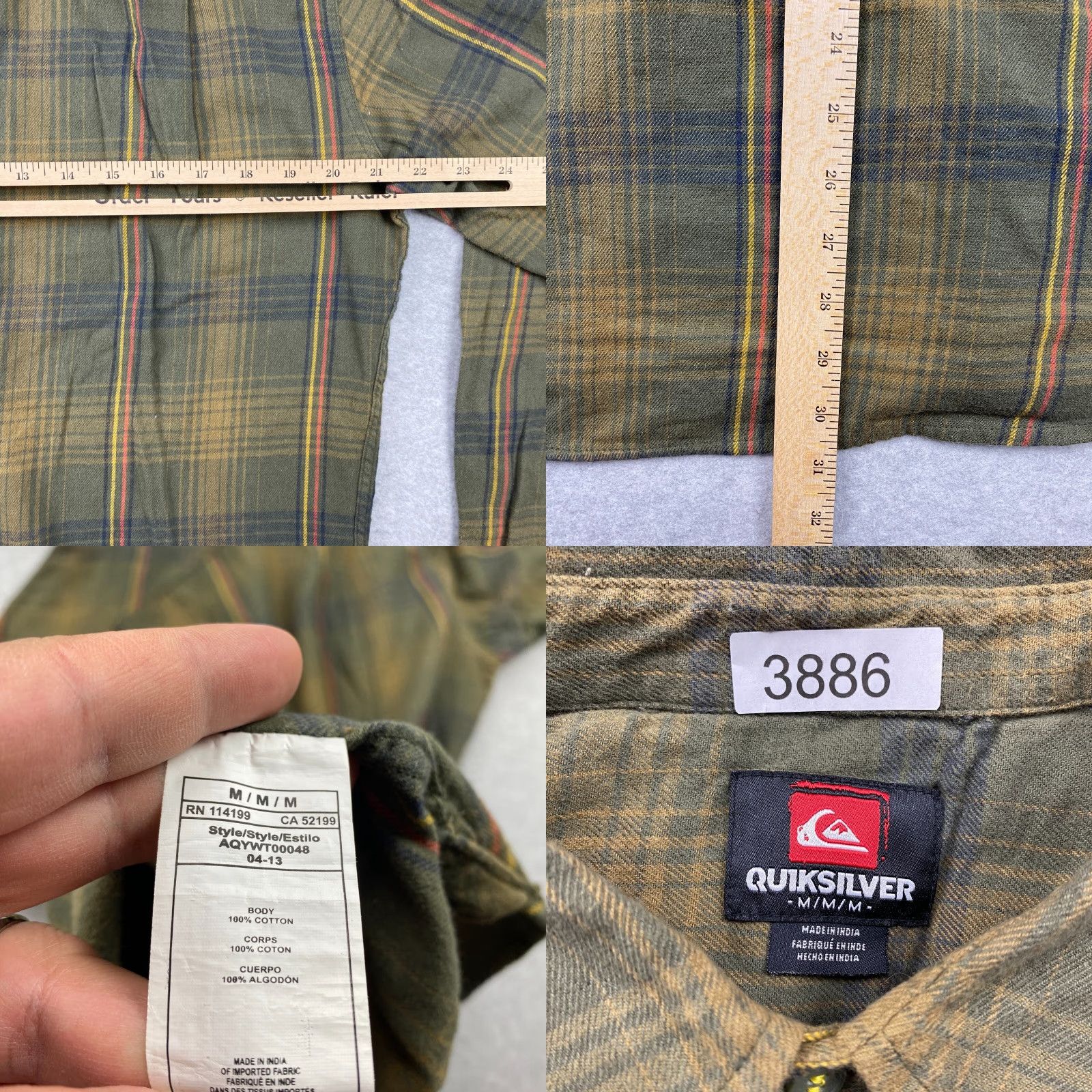 Quiksilver VINTAGE? No. Quiksilver Flannel Shirt Mens Medium Green Plaid Button Up Long Sleeve Pockets Size US XXL / EU 58 / 5 - 8 Thumbnail