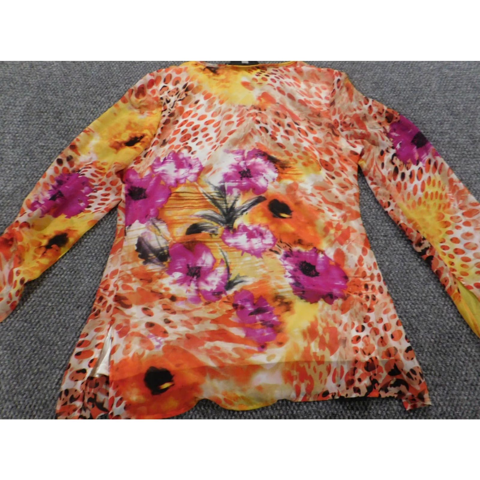 Vintage Debbie Shuchat Blouse Womens Medium orange floral stretch pullover Size M / US 6-8 / IT 42-44 - 6 Thumbnail