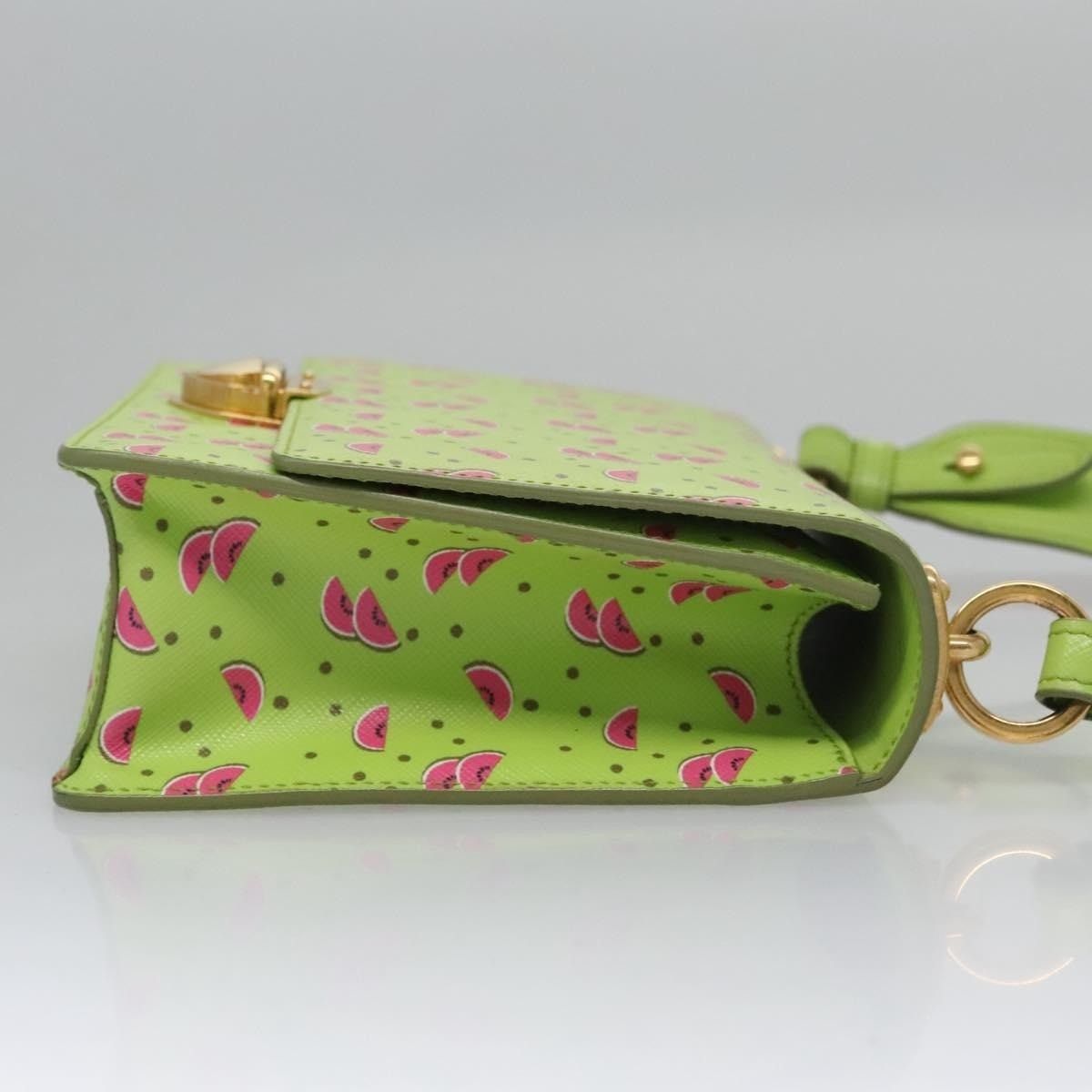 Prada Prada Leather Watermelon Shoulder Bag Saffiano Green Size ONE SIZE - 3 Thumbnail