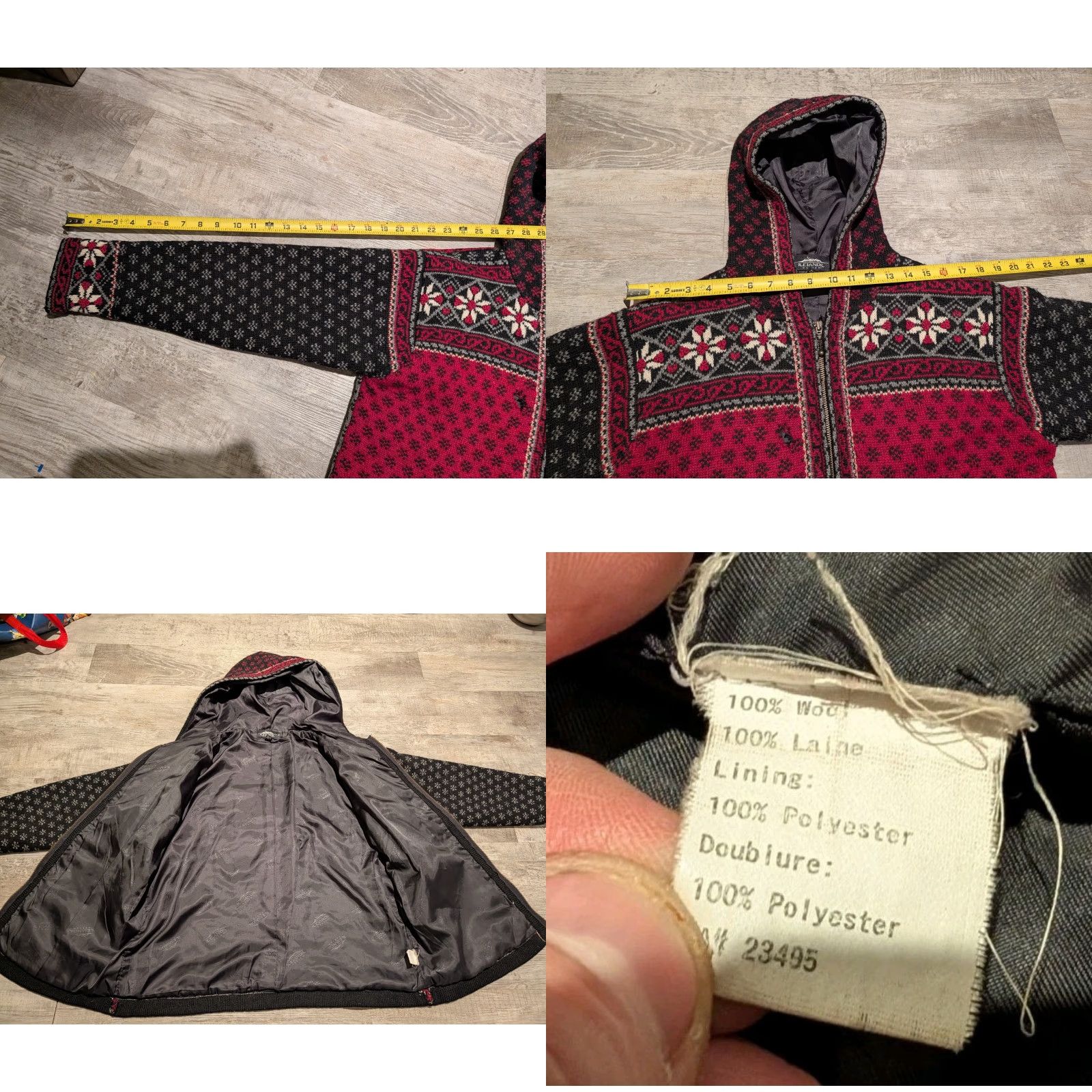 Vintage VINTAGE Icelandic Design Wool Full Zip Lined Hooded Jacket Womens M Red Fair Isle Wool Jacket - Designer, Casual, Travel, Short Sleeve? Size M / US 6-8 / IT 42-44 - 9 Thumbnail