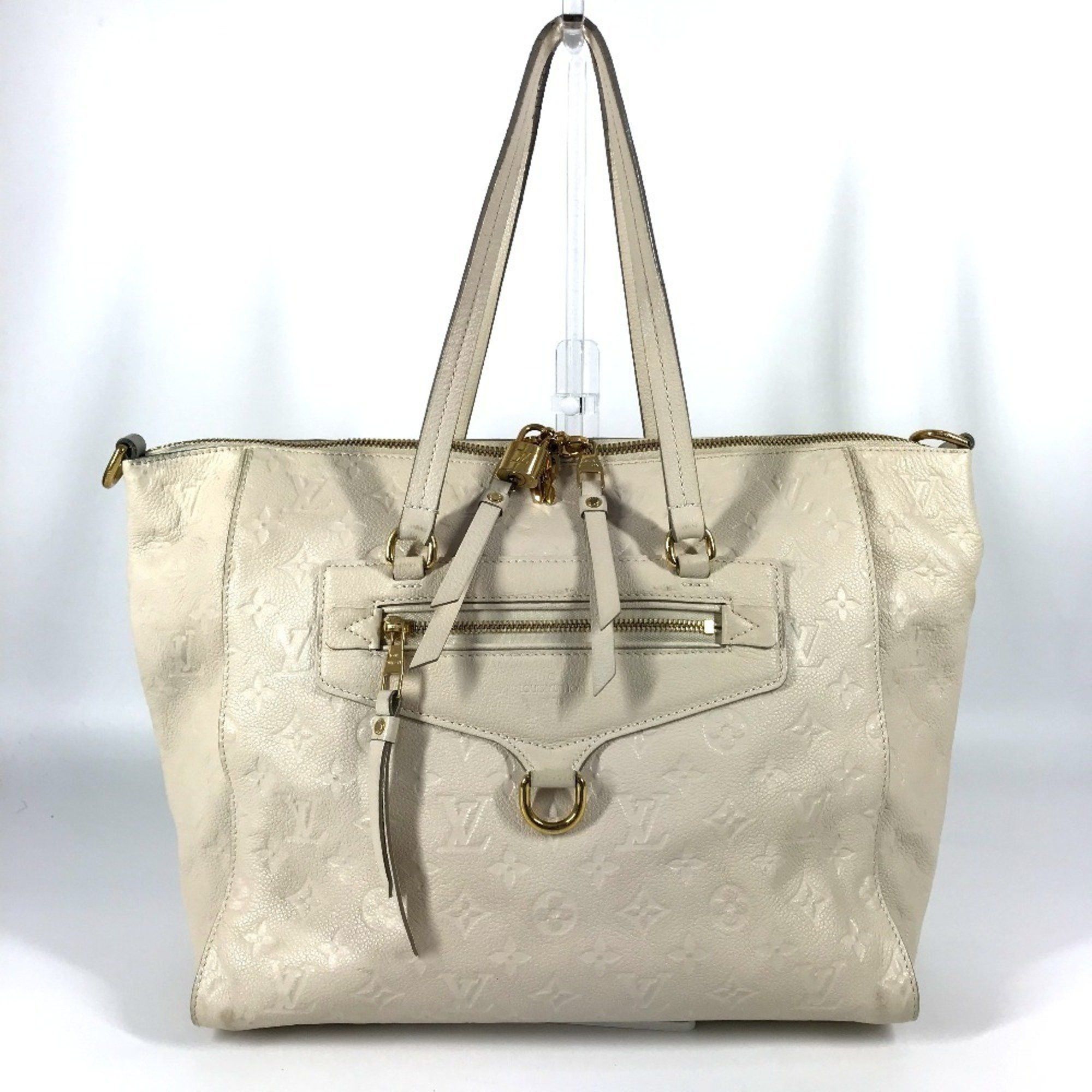 Louis Vuitton M93411 Monogram Empreinte Lumineuse Pm Tote Bag Shoulder Leather Men's Women's Neige White