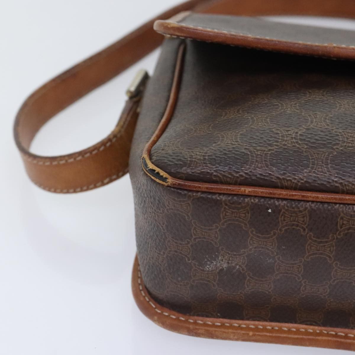 Celine CELINE Macadam Canvas Shoulder Bag Pvc Leather Brown Gold Size ONE SIZE - 9 Thumbnail