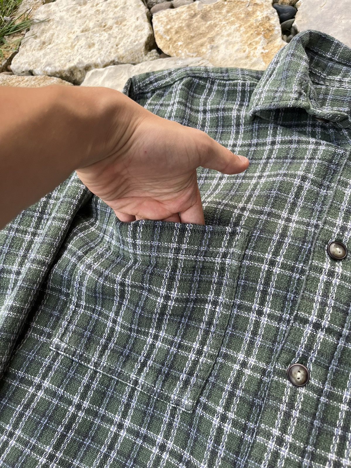 Levi's × Levi's Vintage Clothing × Vintage Vintage 90s Levi’s flannel plaid shirt knit checkered pocket Size US L / EU 52-54 / 3 - 12 Thumbnail