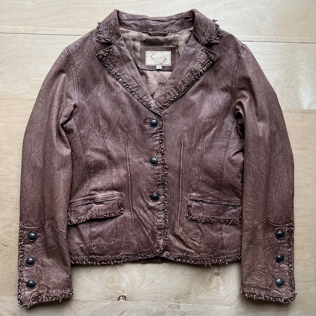 image of Scully Leather Fringe Jacket Women's M Brown Western Cowboy (Size Medium)