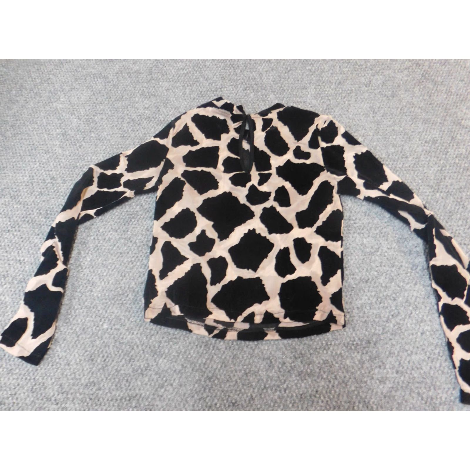 Topshop Topshop Womens Blouse Top 2 Animal Print Black Multicolor Crew Neck Long Sleeve Casual Polyester Down Ruffle Basic Shirt Womens Regular Size 2 Size XS / US 0-2 / IT 36-38 - 6 Thumbnail