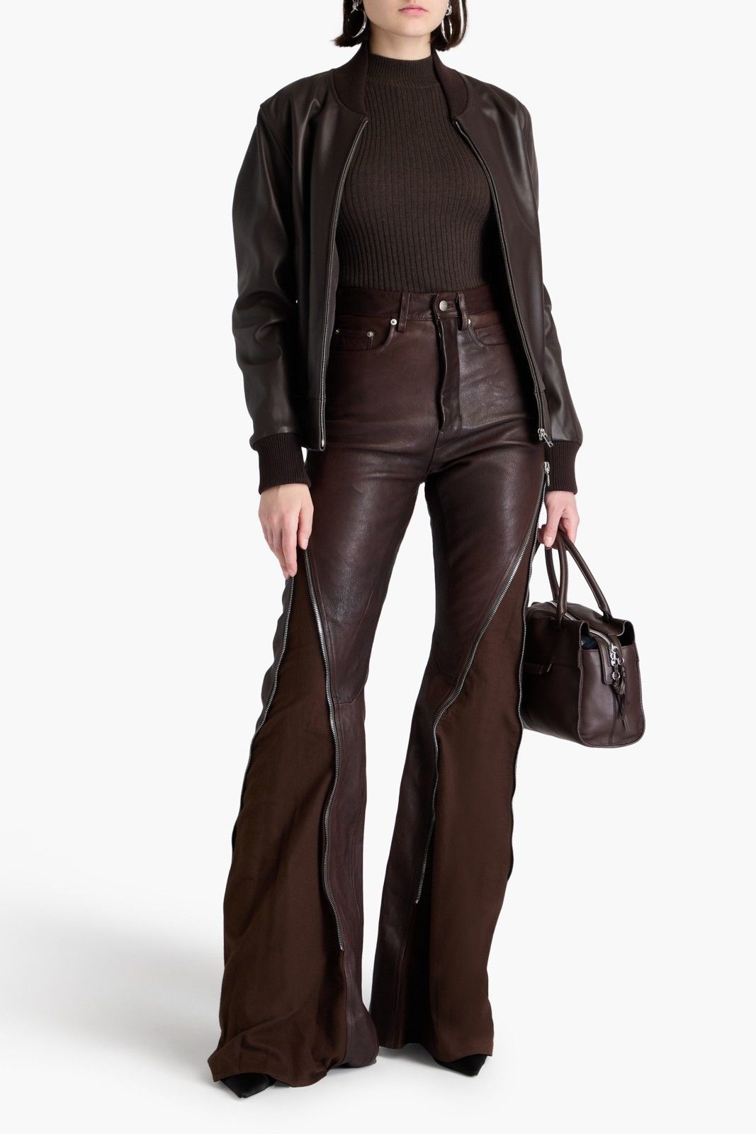 Rick Owens RICK OWENS Leather Flared Jeans W29 Size 29" - 1 Thumbnail