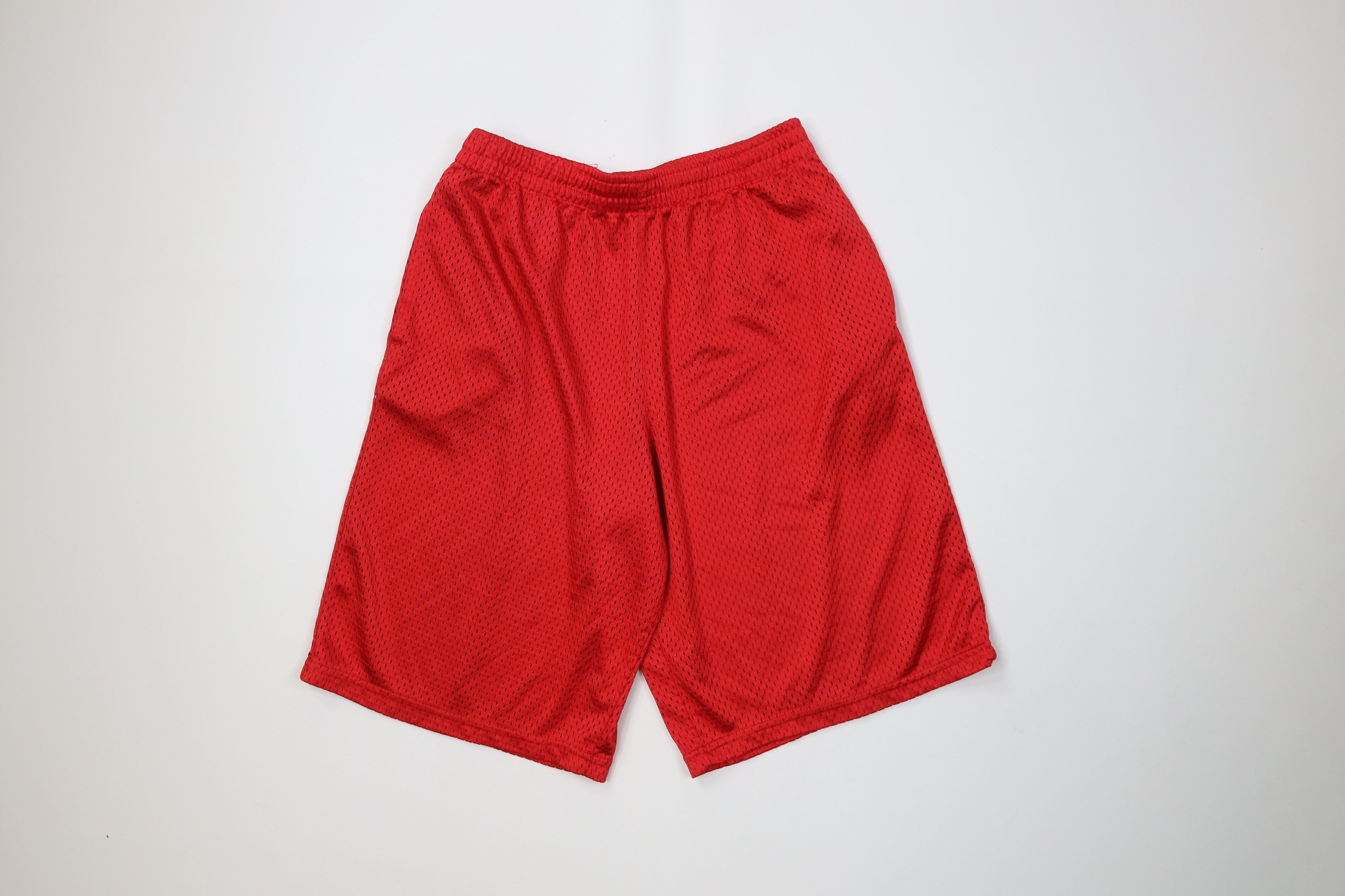 Vintage Vintage 90s Streetwear Above Knee Mesh Basketball Shorts Red Size US 32 / EU 48 - 1 Thumbnail