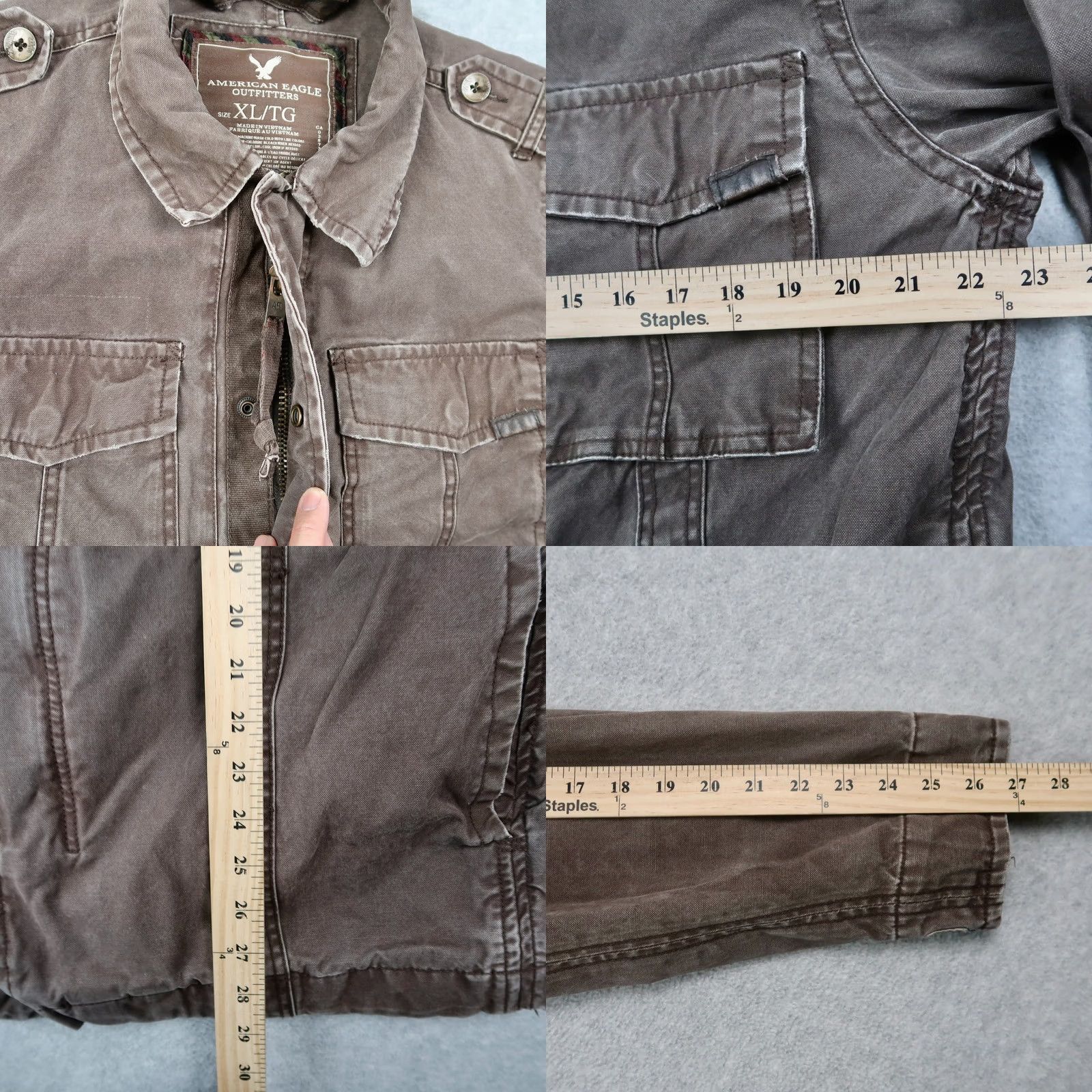 American Eagle Outfitters American Eagle Outfitters Brown Military Jacket Men's XL Zip Button Casual Size US XL / EU 56 / 4 - 8 Thumbnail