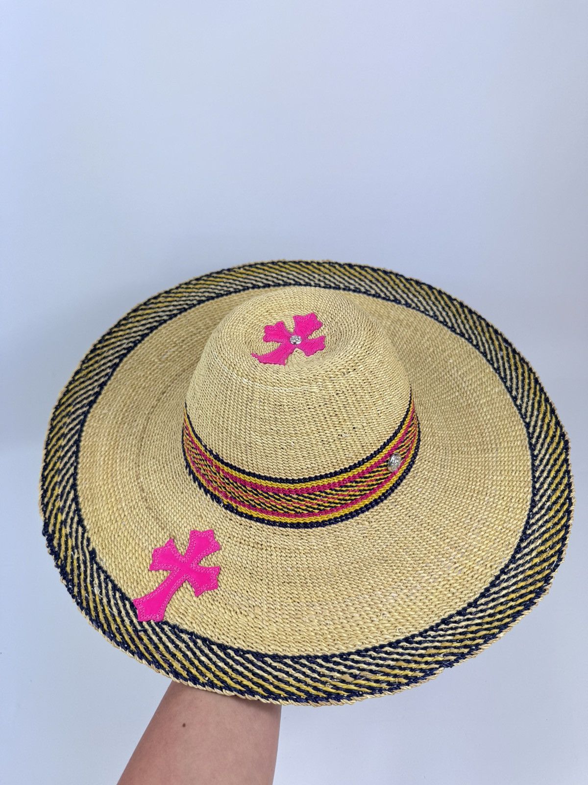 Chrome Hearts PINK CROSS PATCH STRAW HAT ‼️RARE‼️ Size ONE SIZE - 5 Thumbnail