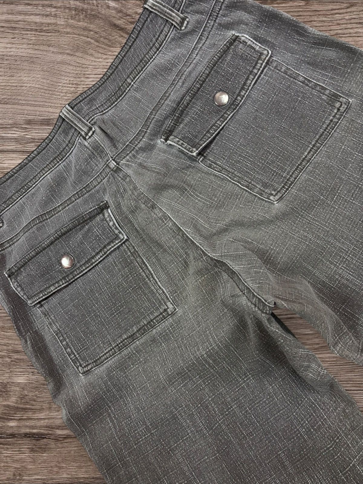 Japanese Brand Esuwai Japan Crosshatch Grey Wash Flare Jeans Size US 28 / EU 44 - 5 Thumbnail