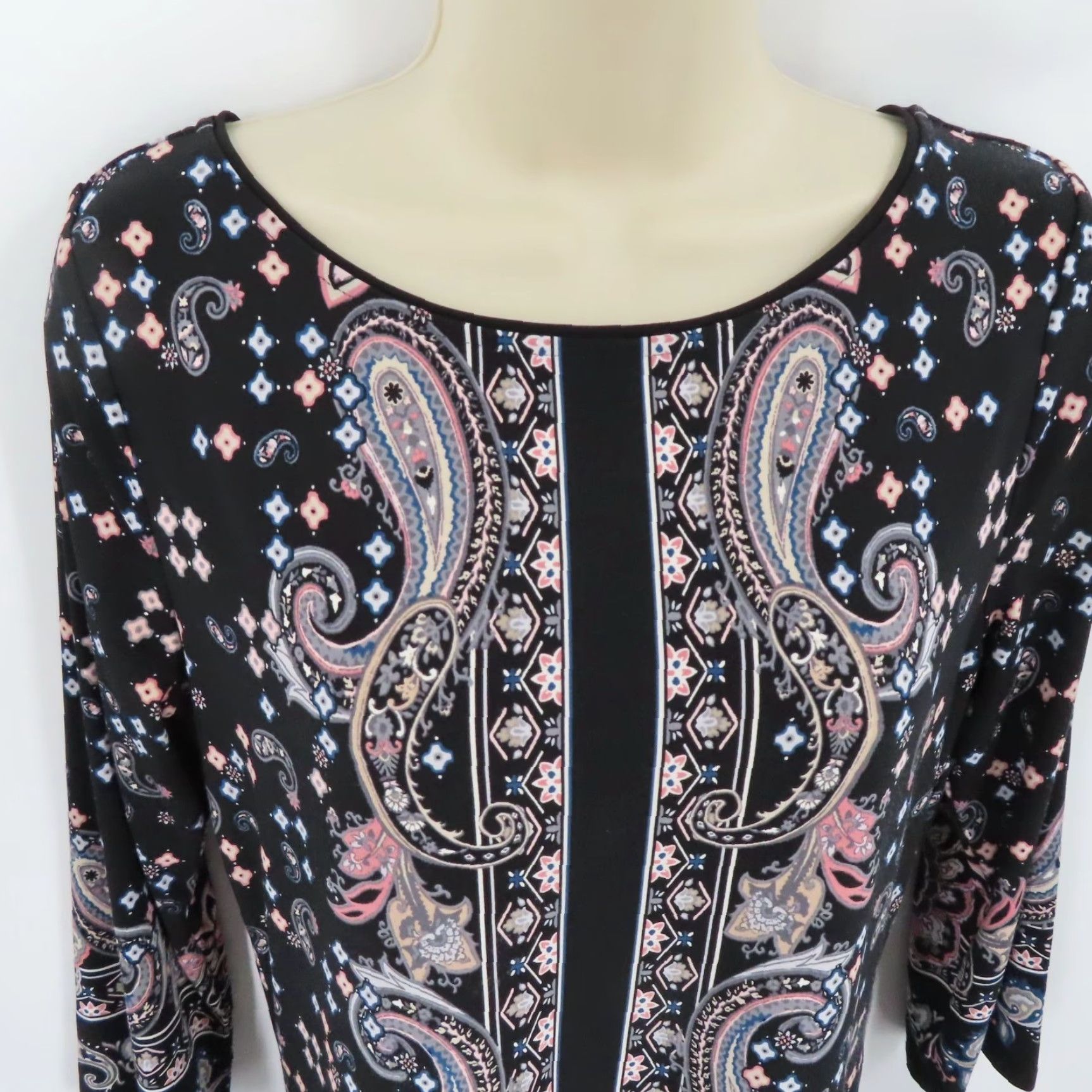 White House Black Market White House Black Market Women Small Black Pink Blue Paisley Scroll Sheath Dress Size S / US 4 / IT 40 - 3 Thumbnail