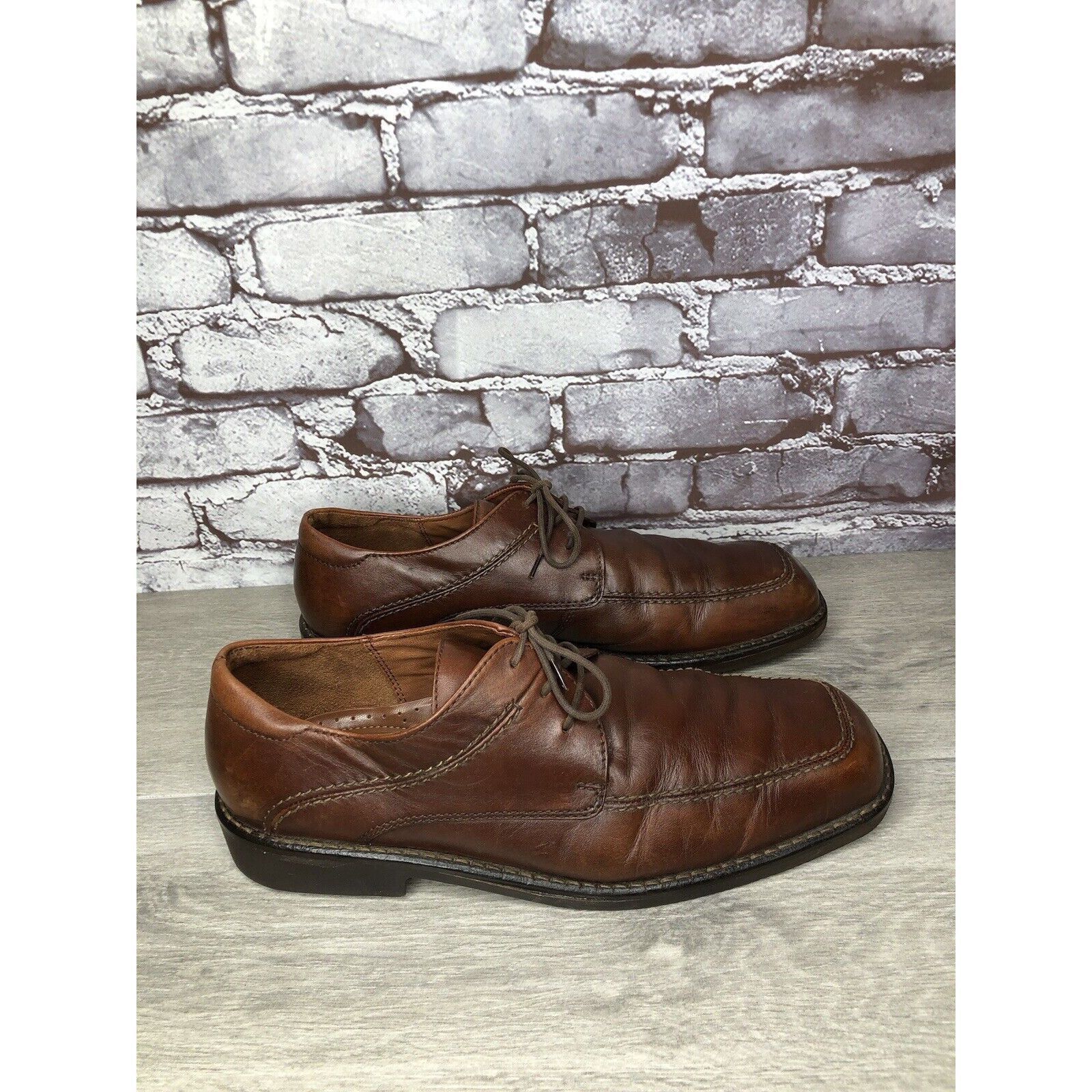 Ecco Ecco Vibram Gumlite Brown Leather Square Toe Oxfords Dress S Size US 12 / EU 45 - 11 Thumbnail