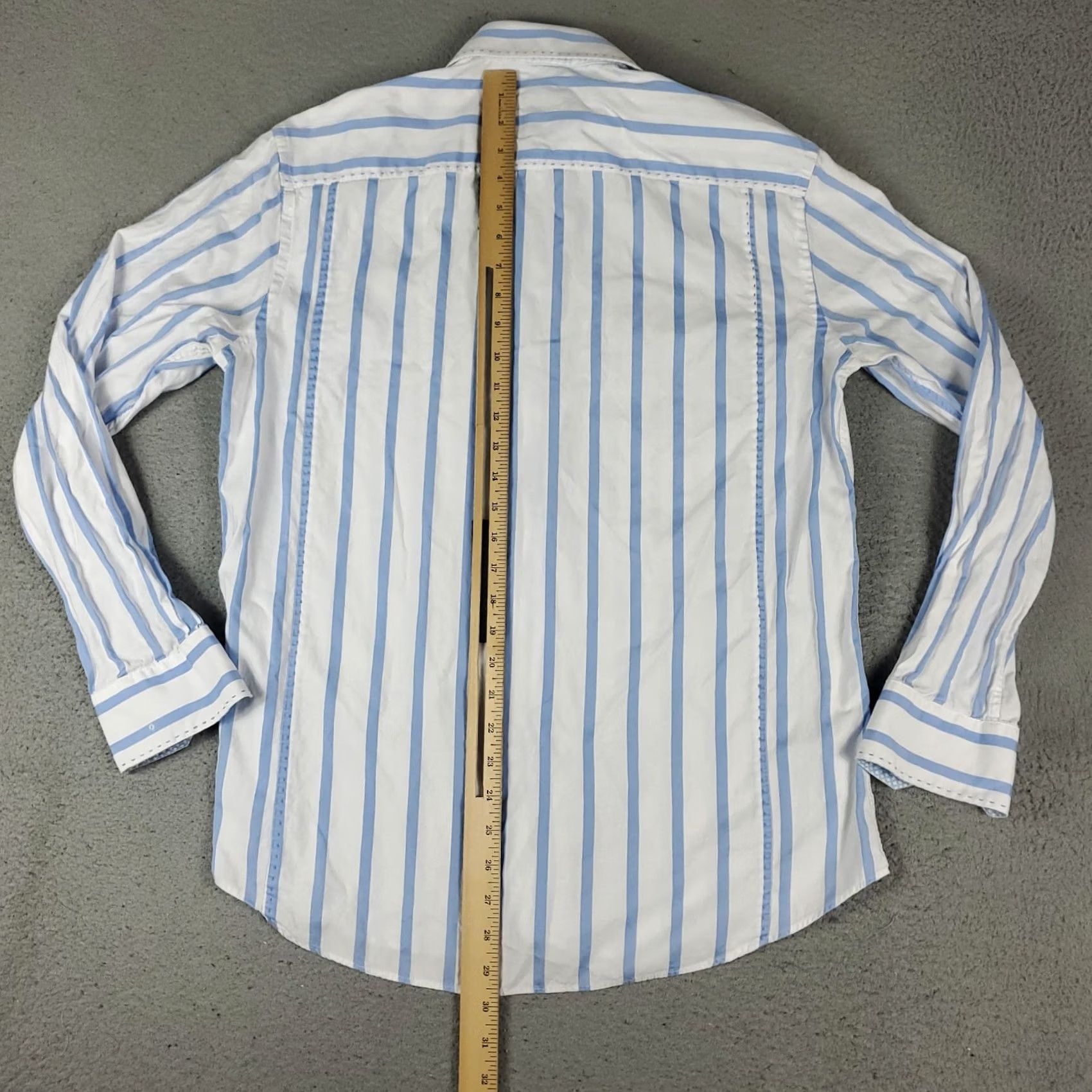 BUGATCHI Bugatchi Shirt Mens Medium Blue Striped Button-Up Long Sleeve Collared Classic Modern Preppy Casual Workwear Size US M / EU 48-50 / 2 - 5 Thumbnail