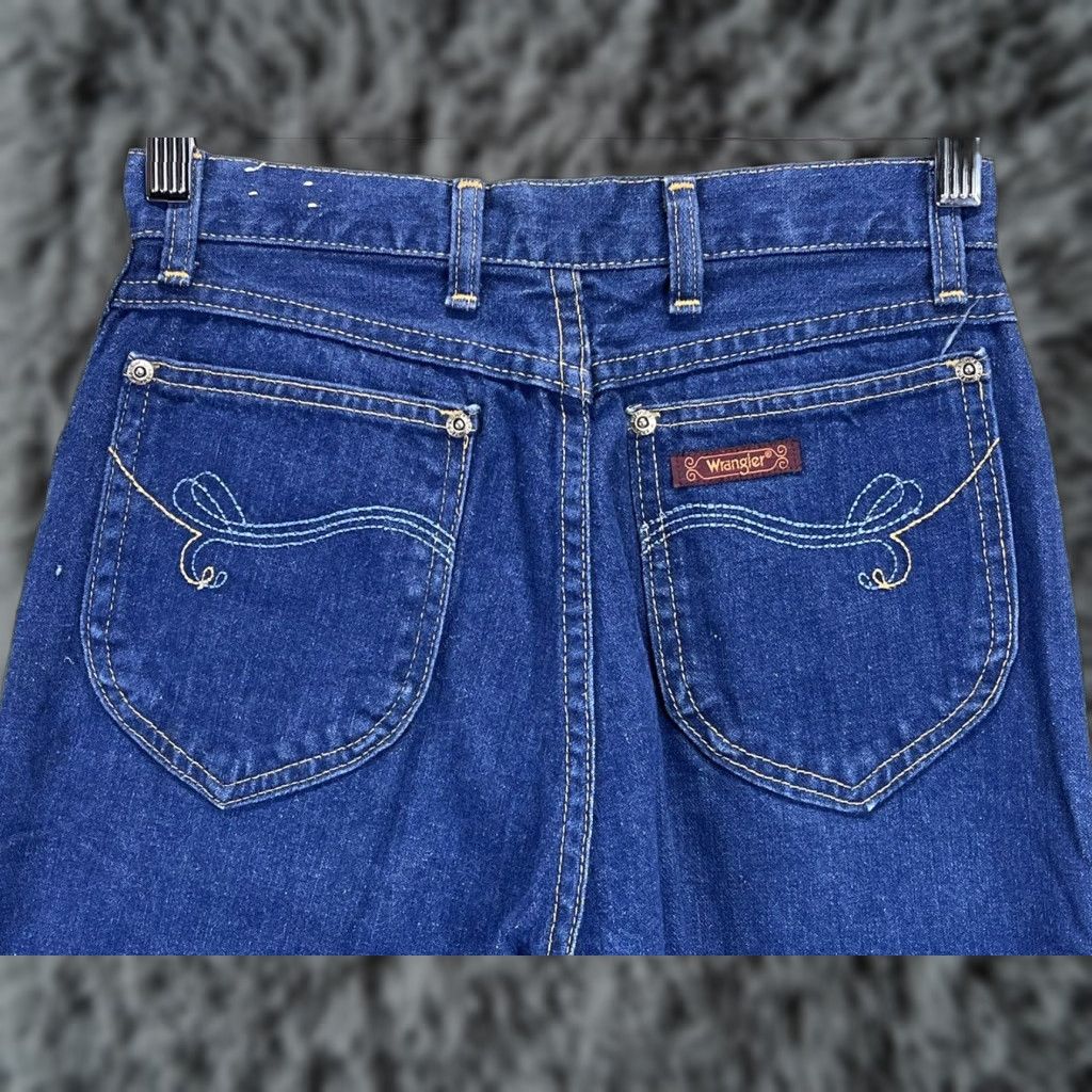 Wrangler VINTAGE Wrangler Jeans Juniors Size 11 x 34 High Rise Blue Embroidered Pockets 80s Womens Size 32" / US 10 / IT 46 - 1 Thumbnail