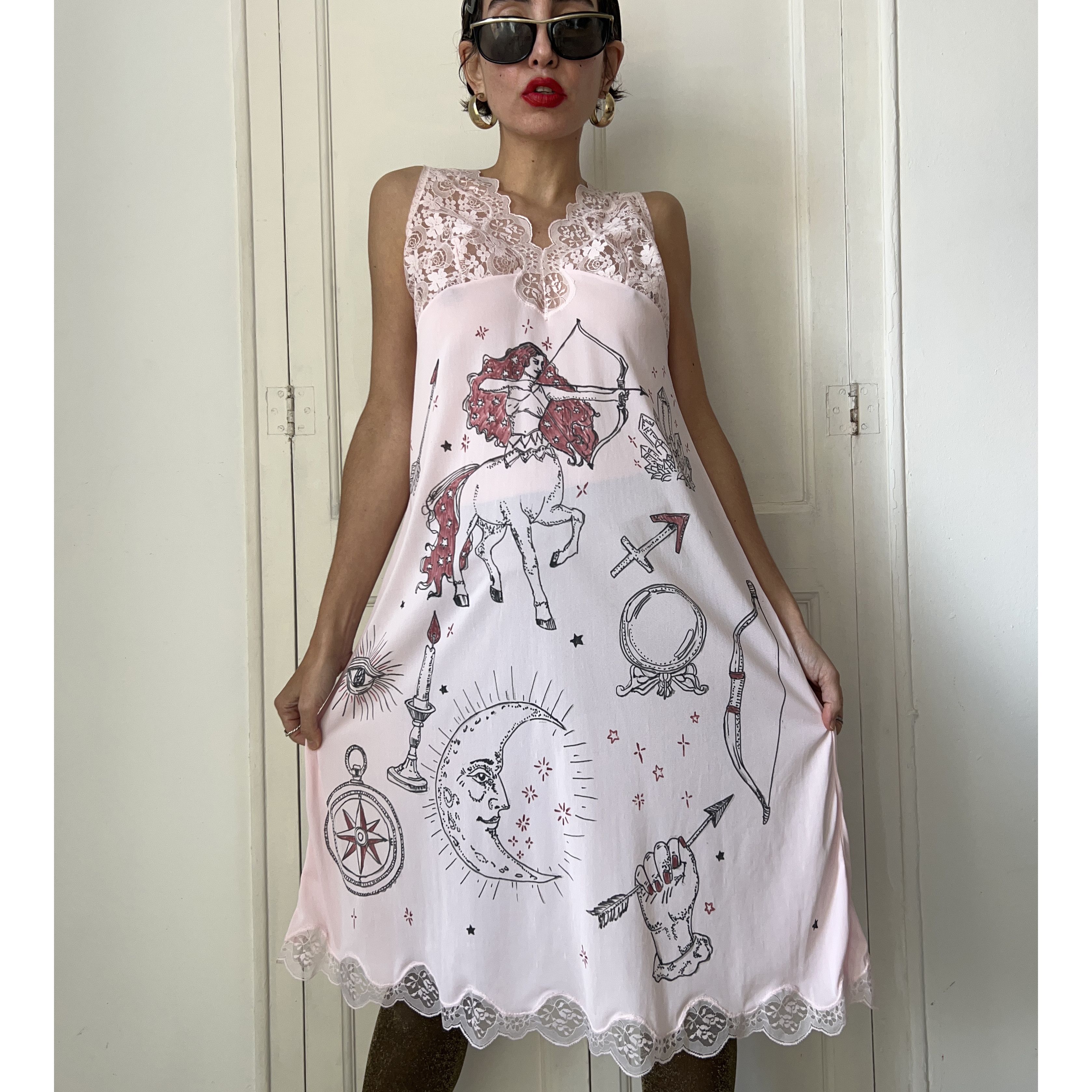 Custommade Handpainted Sagittarius Slip Dress Size L / US 10 / IT 46 - 3 Thumbnail