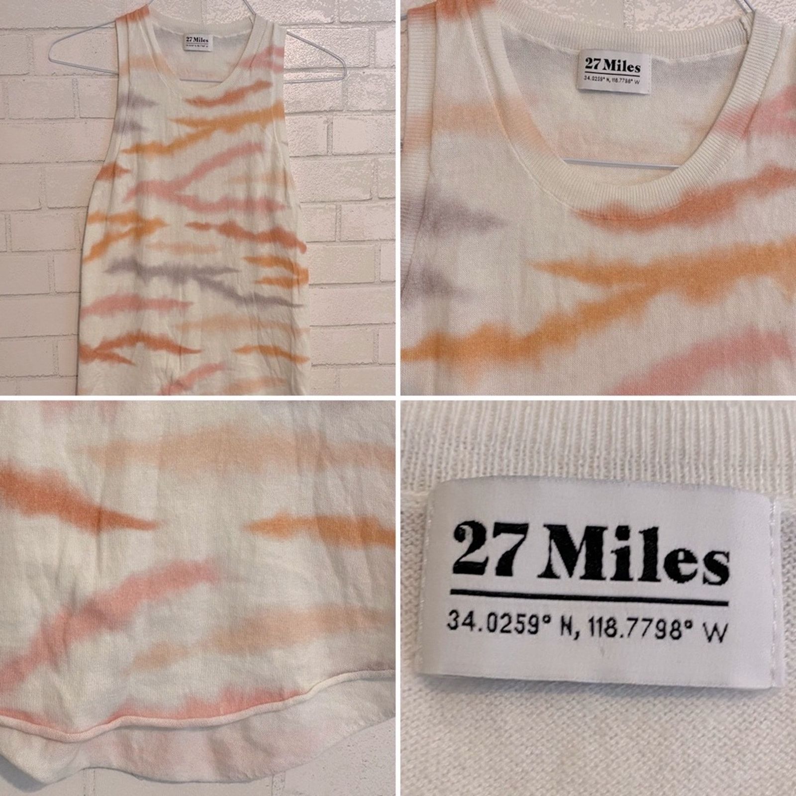 27 Miles 27 MILES MALIBU $138 Womens Small Watercolor Tie DyeTank EUC Size S / US 4 / IT 40 - 1 Thumbnail