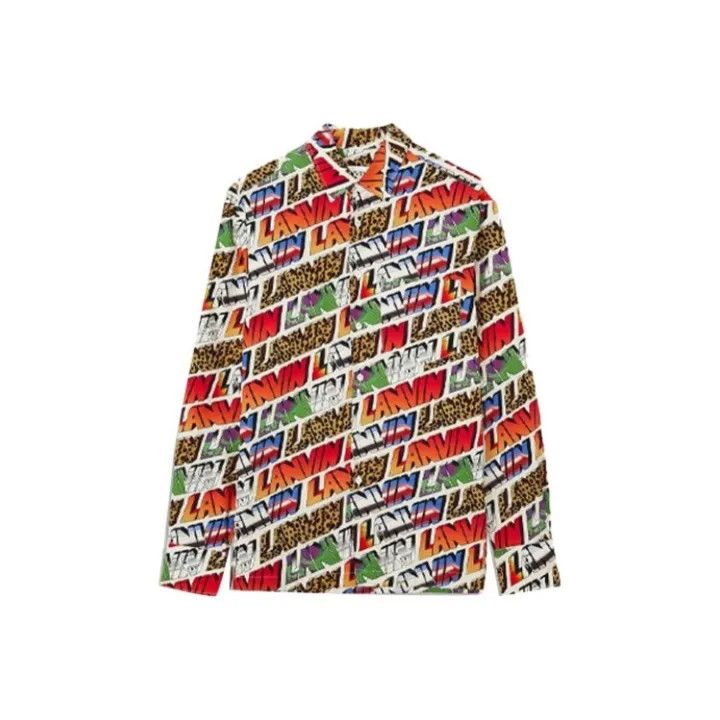 Lanvin Lanvin FW21 Multicolor Logo Print Long Sleeve Shirt 0079 Size US M / EU 48-50 / 2 - 1 Thumbnail