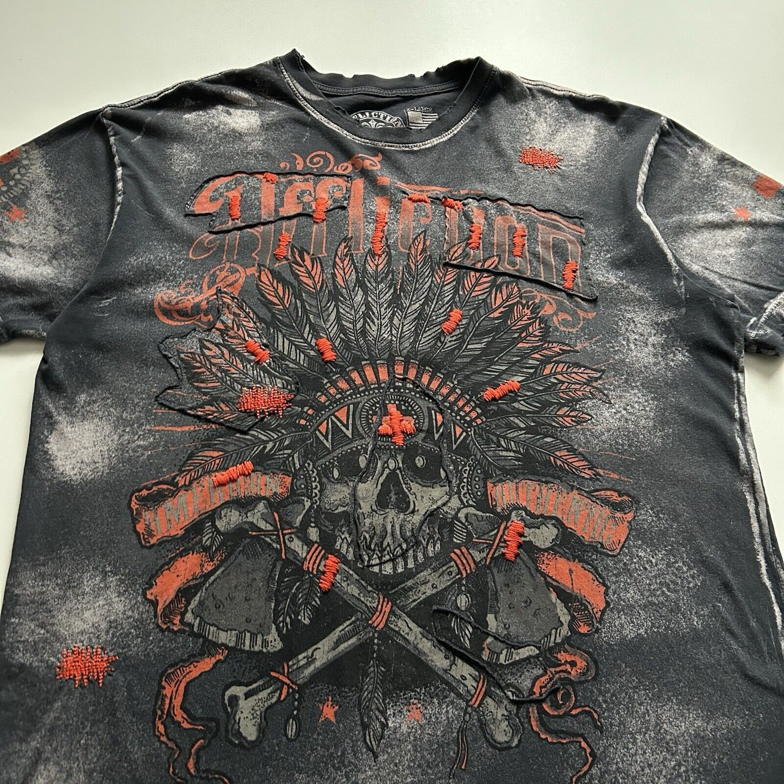 Affliction Vintage Affliction Native American Skull Y2K T Shirt XL Rare Size US XL / EU 56 / 4 - 2 Thumbnail