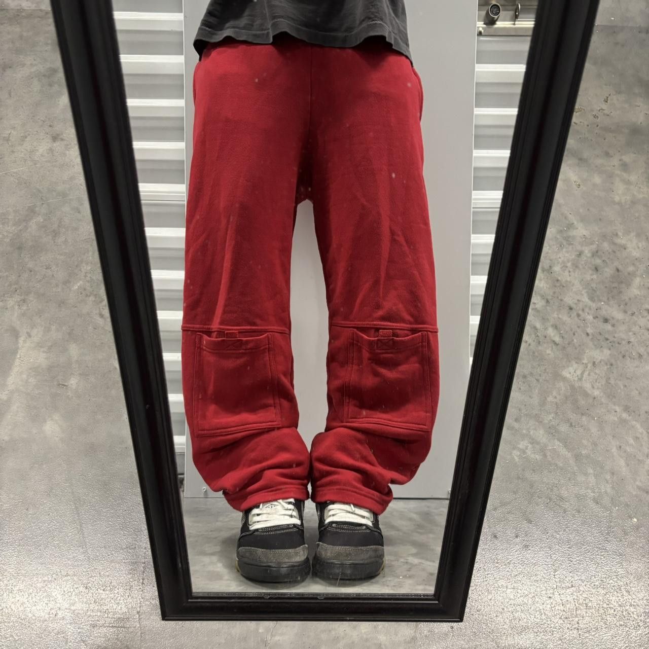 Japanese Brand × Vintage Crazy Vintage Y2K/2000s Red Skater Essential Cargo Sweatpants! Size US 30 / EU 46 - 1 Thumbnail