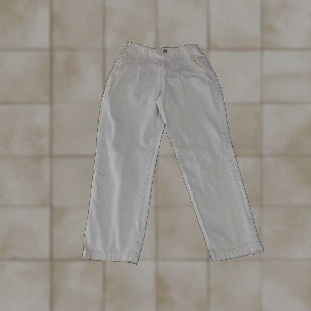 Zara Zara Womens Pants Large White Pleated Front Chino Trousers 100% Cotton High Rise Size 36" / US 14 / IT 50 - 1 Thumbnail