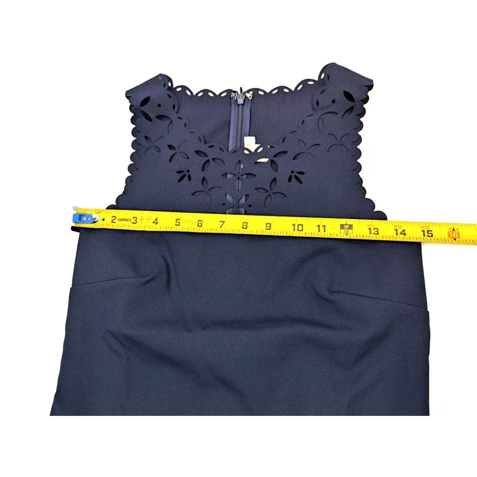 J.Crew J.Crew Navy Sleeveless Shift Dress Women 00 Laser Cut Scalloped Hem EUC Size XXS / US 00 / IT 34 - 6 Thumbnail