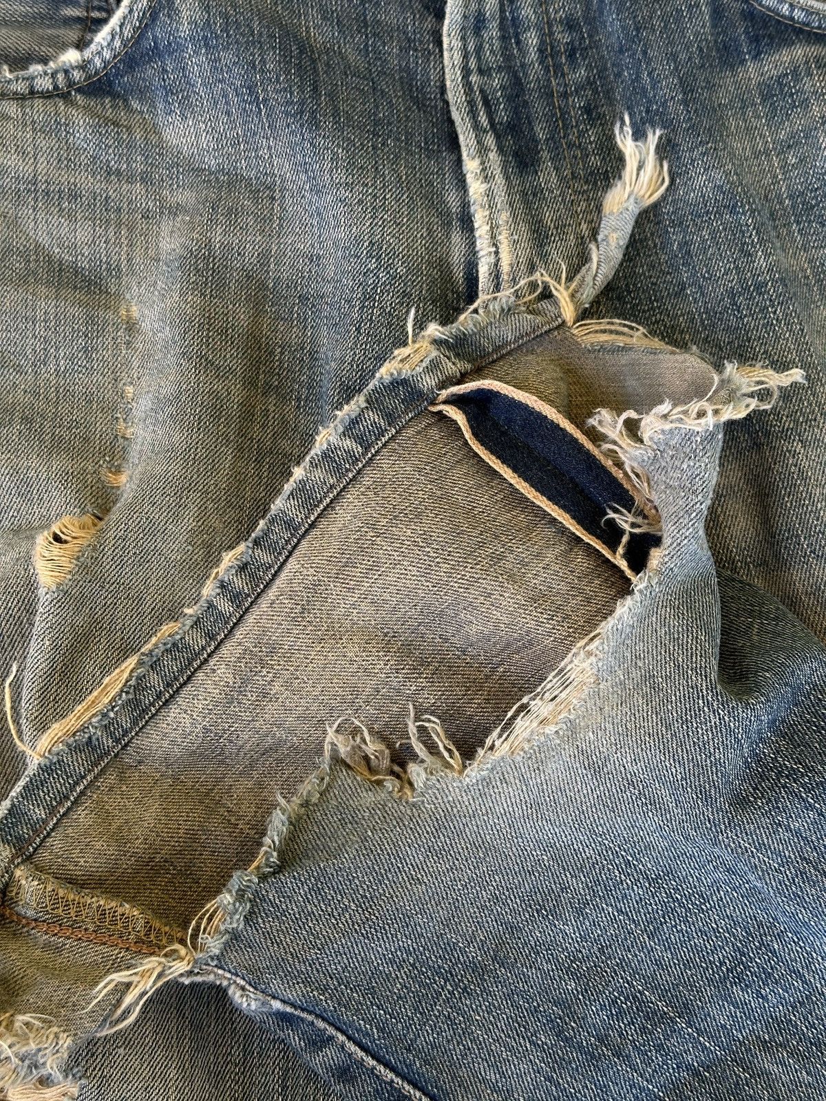 Kapital Trashed Distress Vintage Edwin 505X Selvedge Denim 31x41 Size US 31 - 12 Thumbnail
