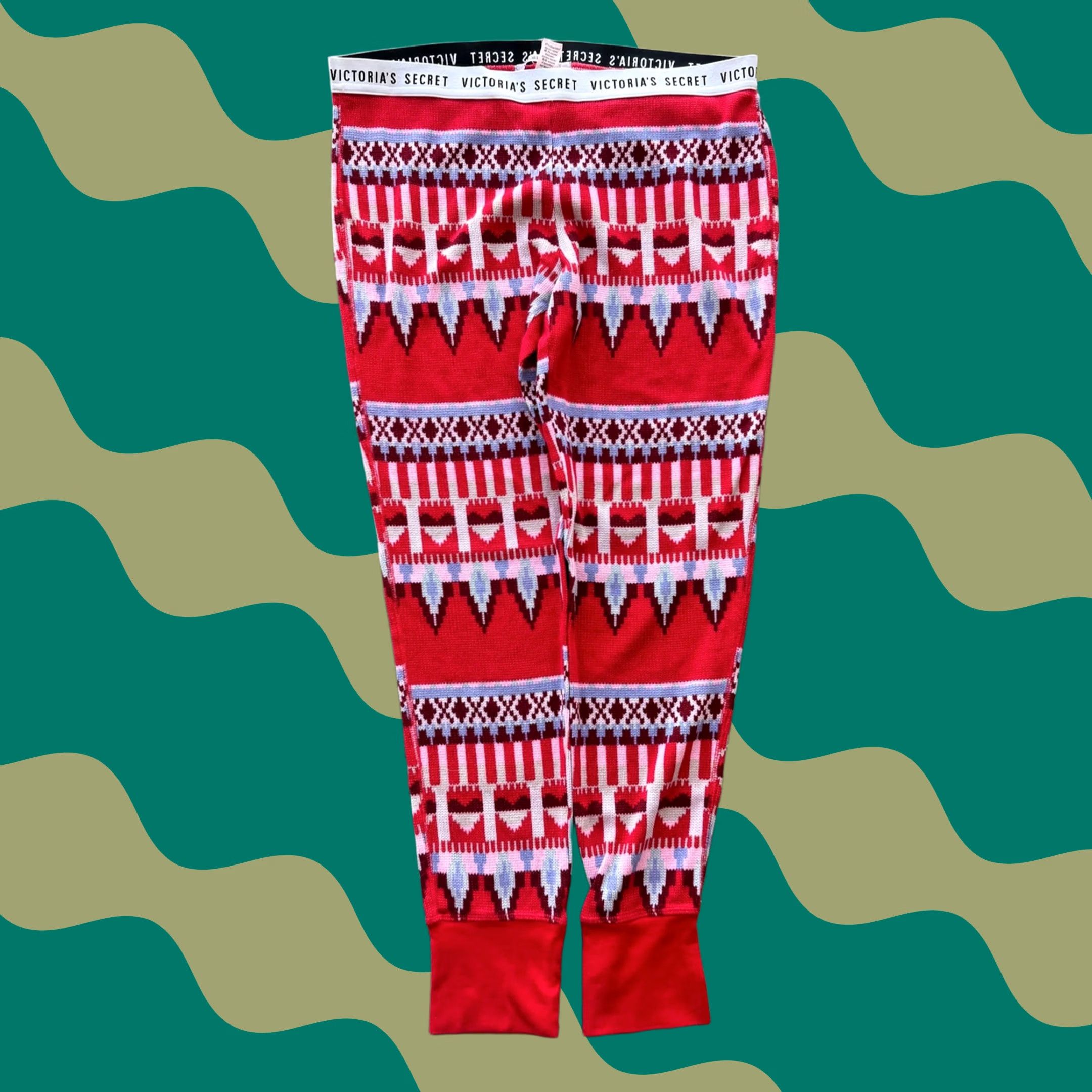 Victoria's Secret VINTAGE Victoria's Secret Christmas Festive Knit Jogger Pajama Pants L Red Womens XS? Wait Size 36" / US 14 / IT 50 - 1 Thumbnail