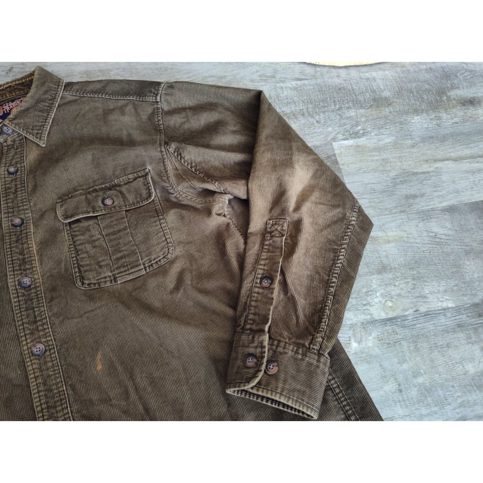 CO Duluth Corduroy Button Up Shirt Mens Large Tall Long Sleeve Vintage Brown Cotton Heavyweight Pockets 90s Workwear 90s Mens Size US L / EU 52-54 / 3 - 3 Thumbnail