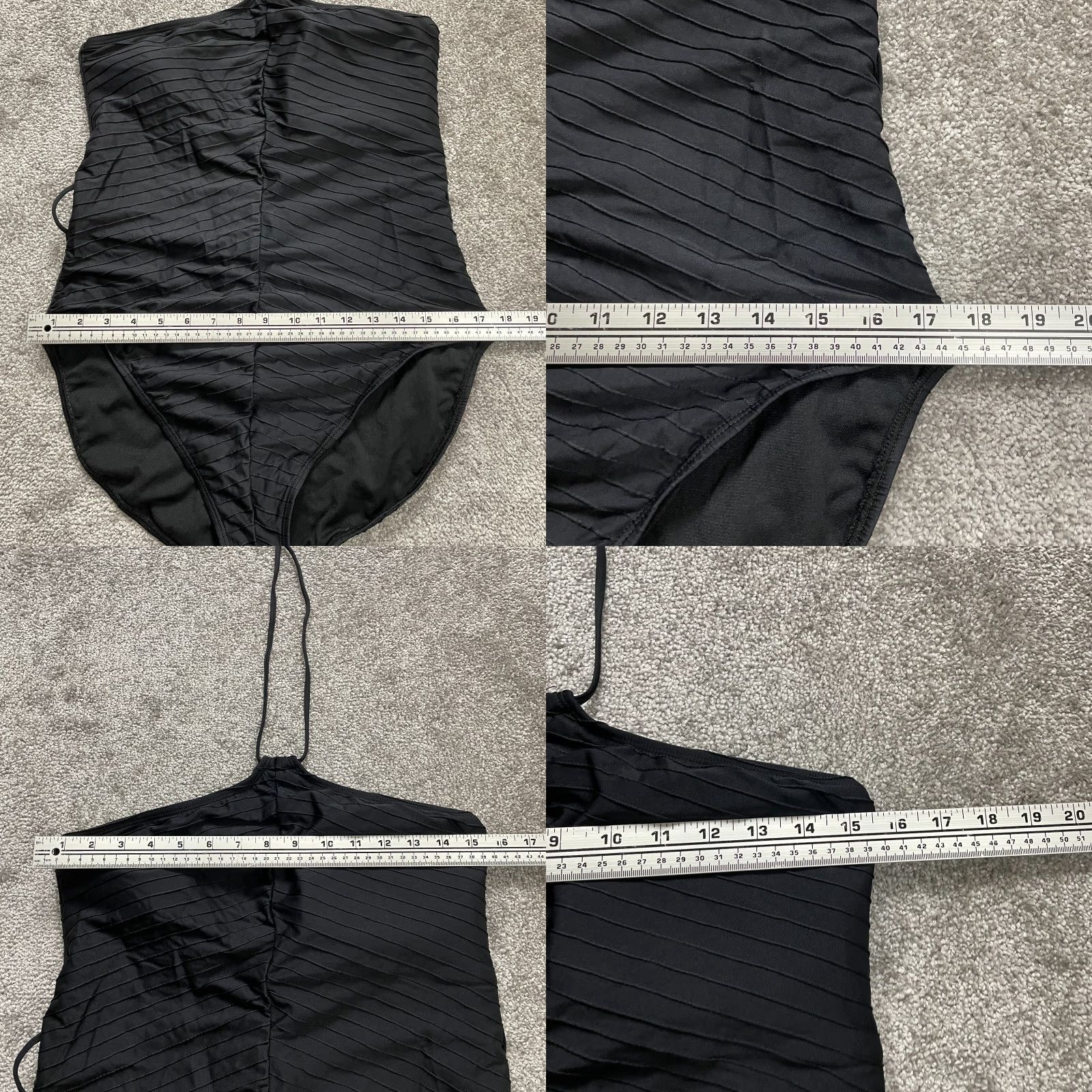 Vintage Time And Tru Swimsuit Womens XL Black Textured One Piece Halter Bathing Suit Size XL / US 12-14 / IT 48-50 - 8 Thumbnail